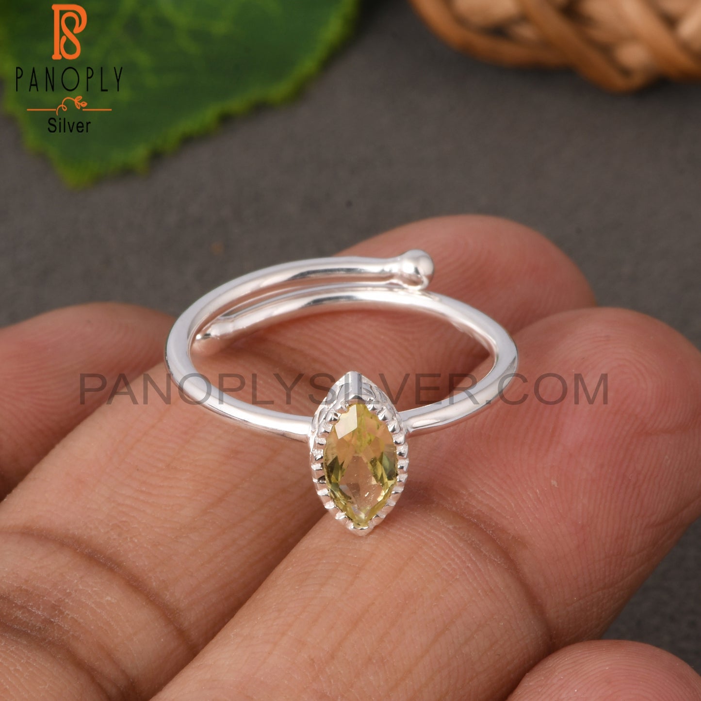 Lemon Topaz Marquise Shape 925 Sterling Silver Ring