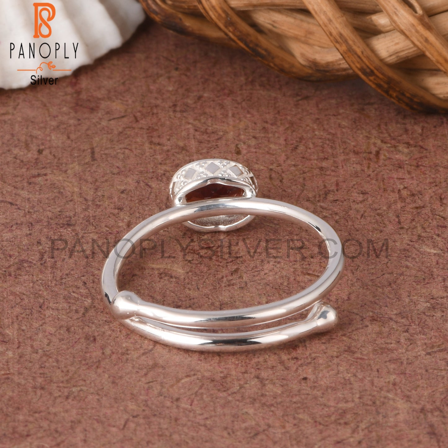 Garnet Oval 925 Sterling Silver Adjustable Ring
