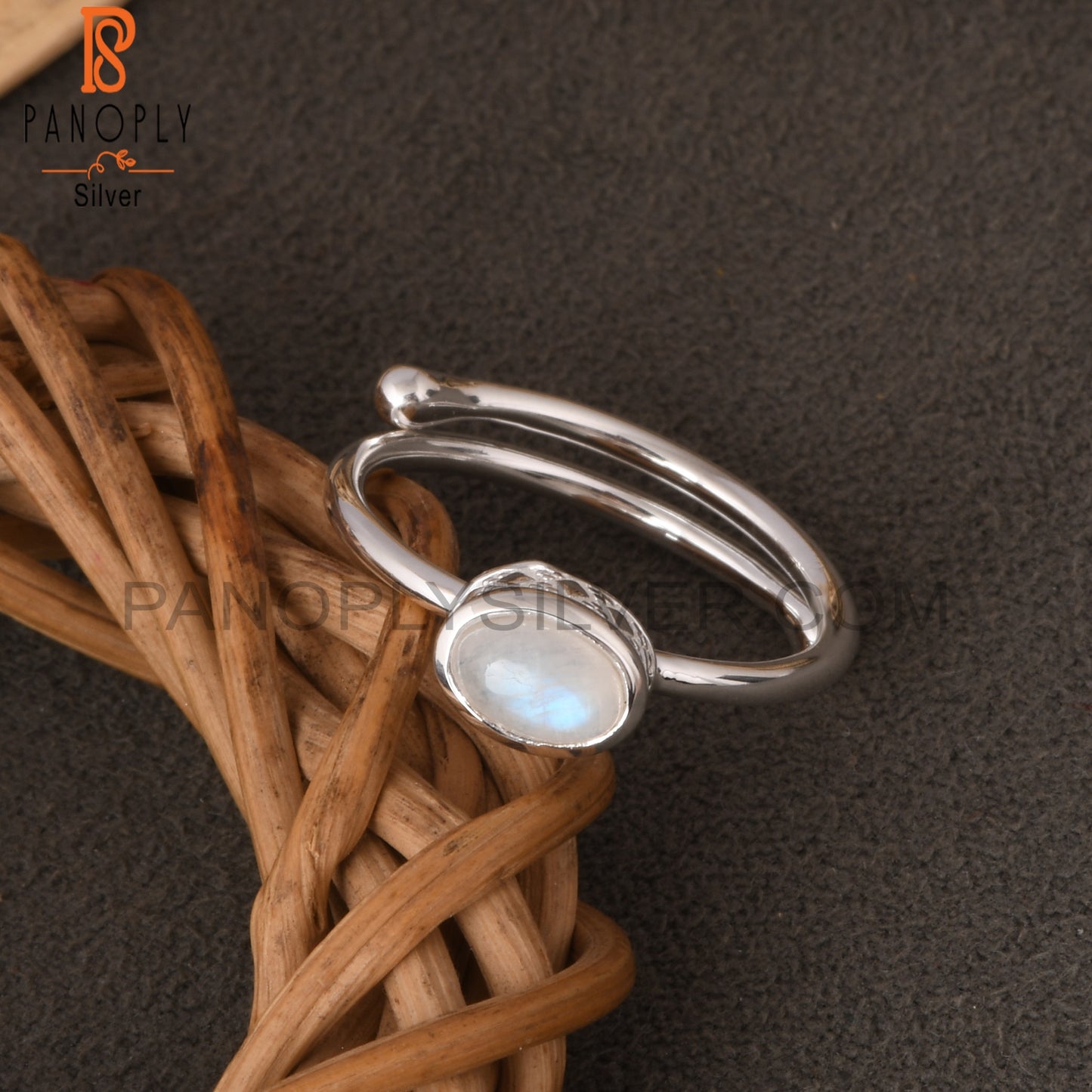 Rainbow Moonstone Oval 925 Sterling Silver Ring