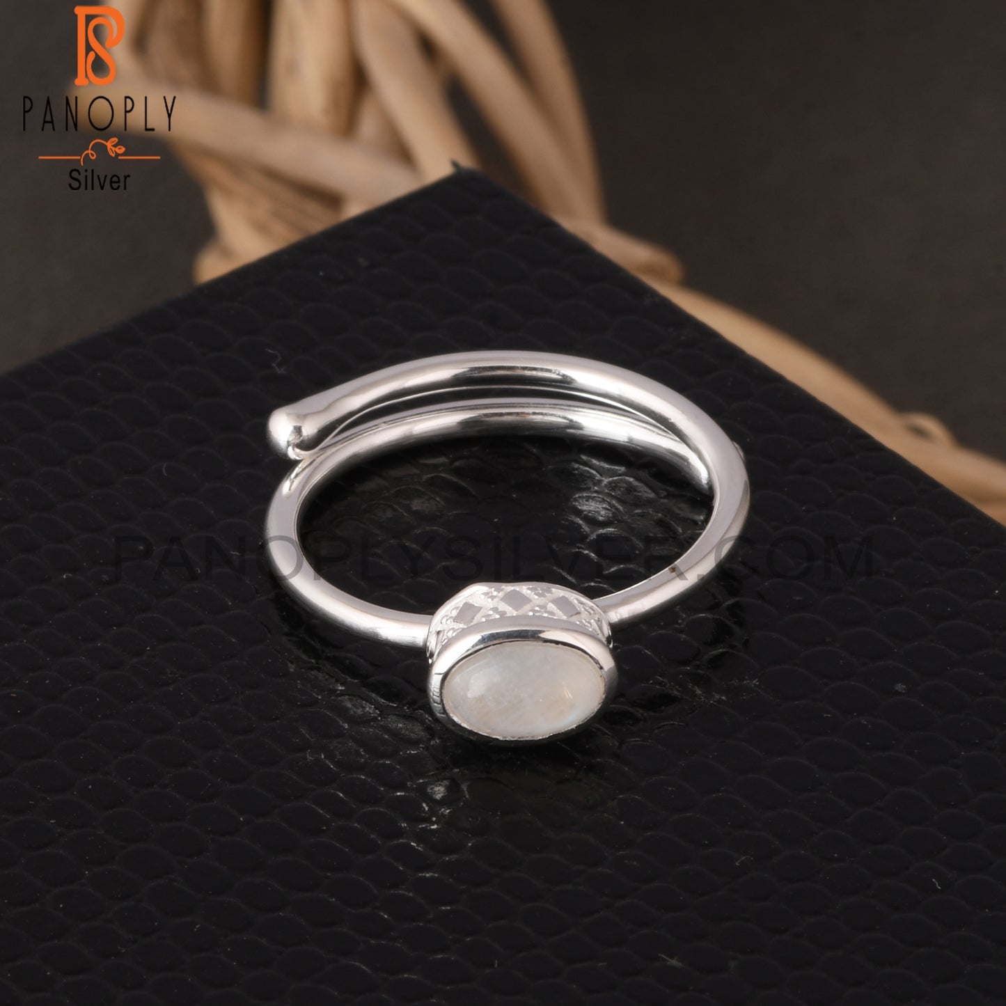 Rainbow Moonstone Oval 925 Sterling Silver Ring