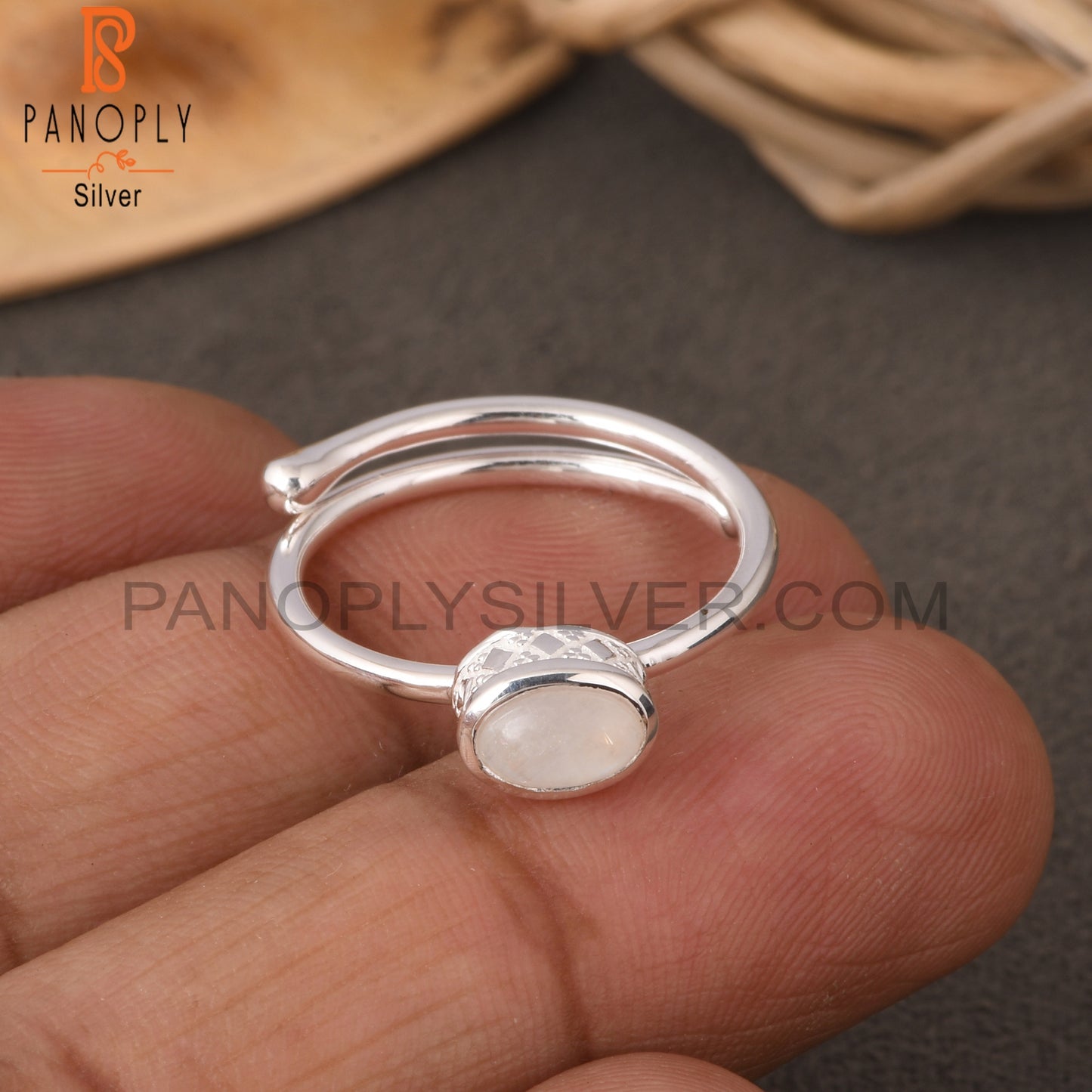 Rainbow Moonstone Oval 925 Sterling Silver Ring
