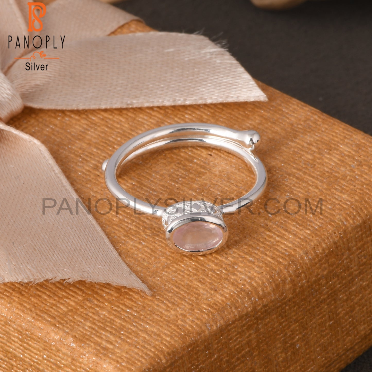 Rose Quartz Oval 925 Sterling Silver Gift Ring