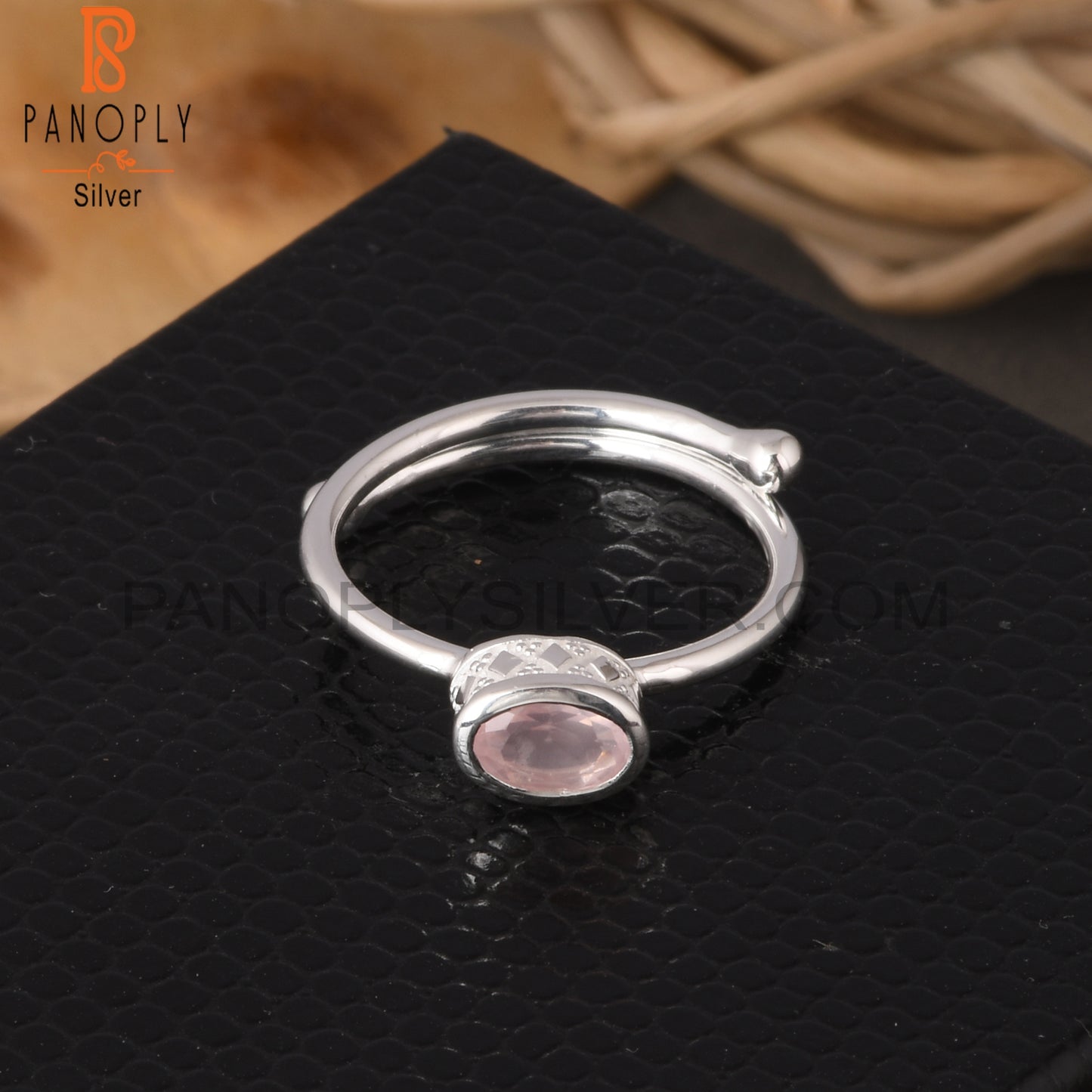 Rose Quartz Oval 925 Sterling Silver Gift Ring