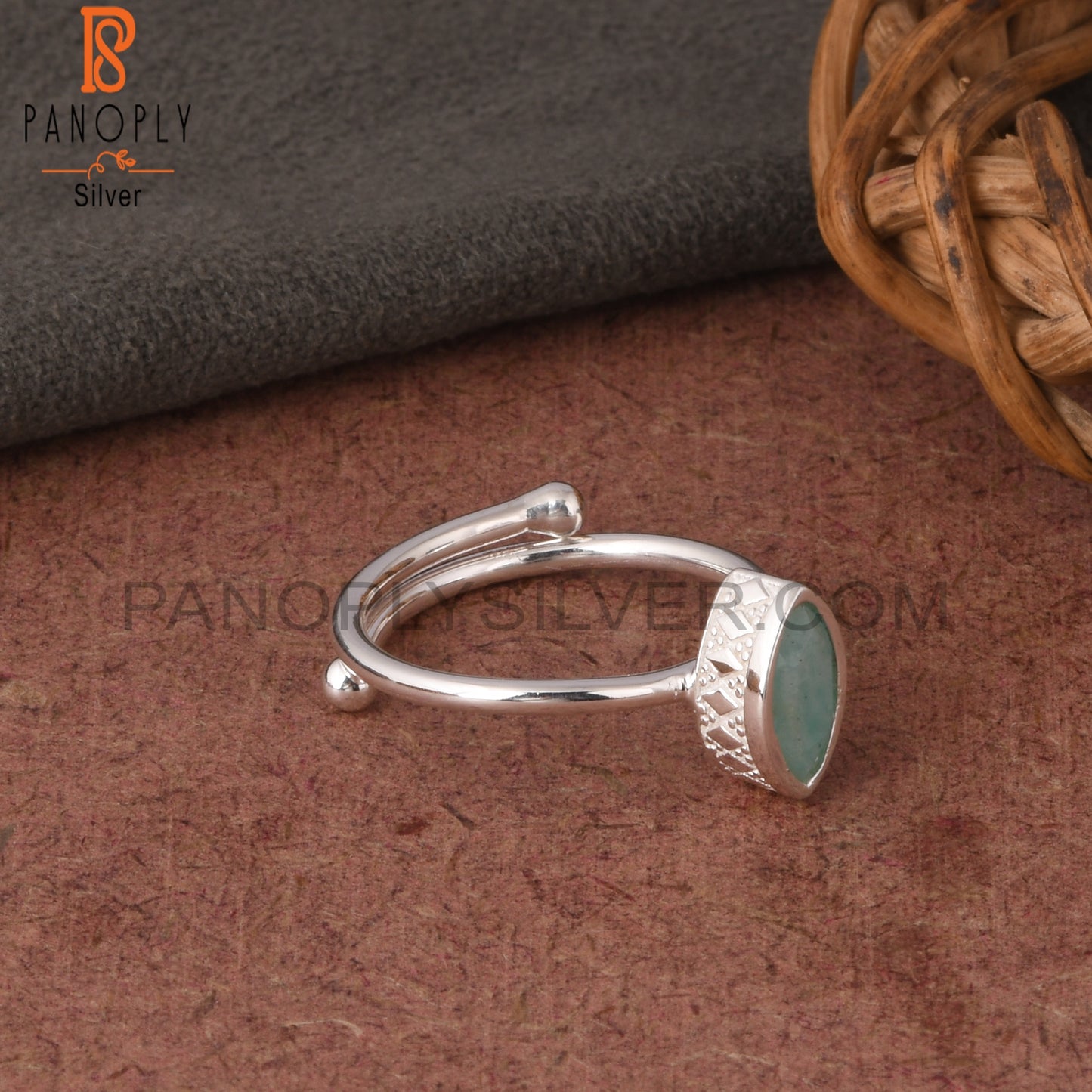 Amazonite Marquise Shape 925 Sterling Silver Sky Blue Ring