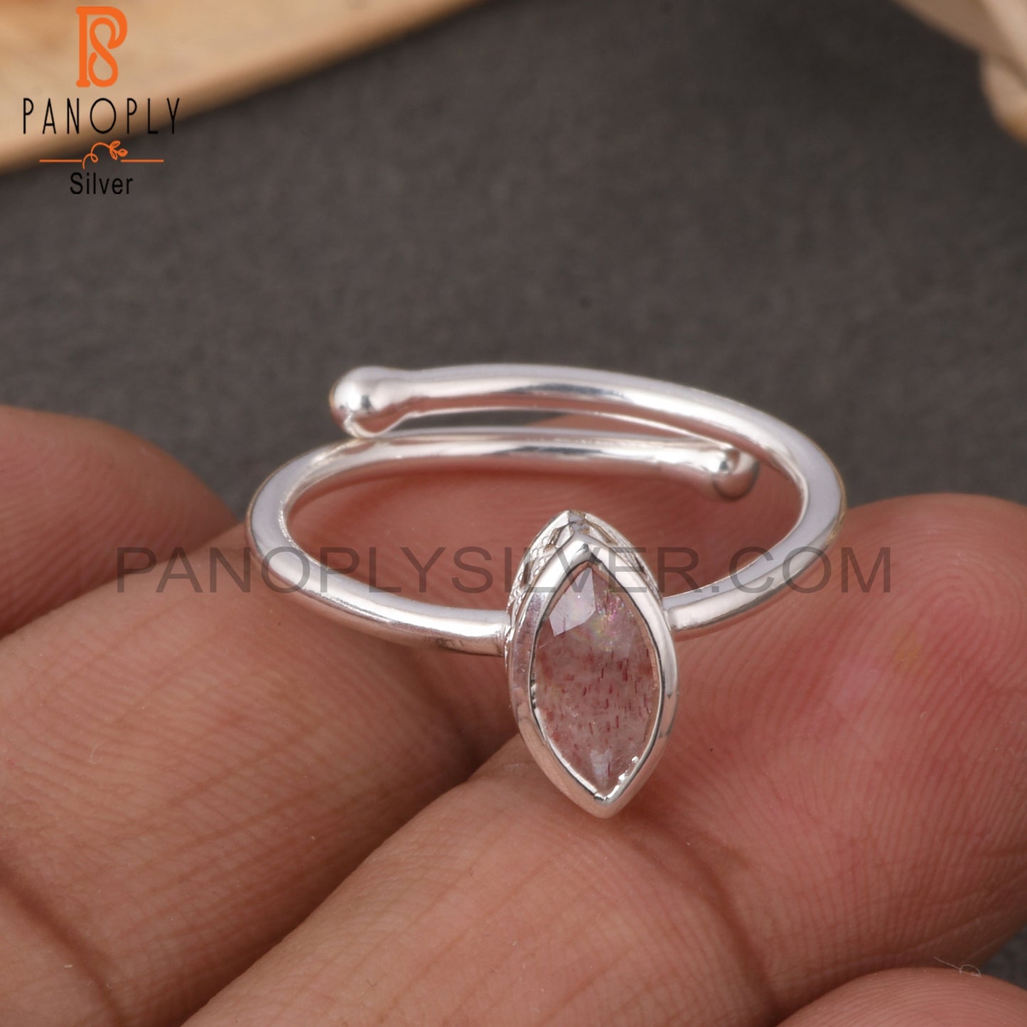 Strawberry Quartz Marquise 925 Sterling Silver Ring