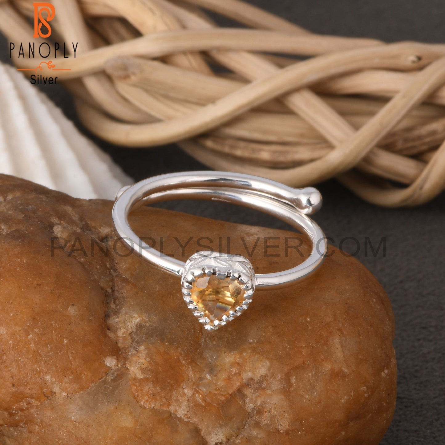 Citrine Heart Shape 925 Sterling Silver Ring