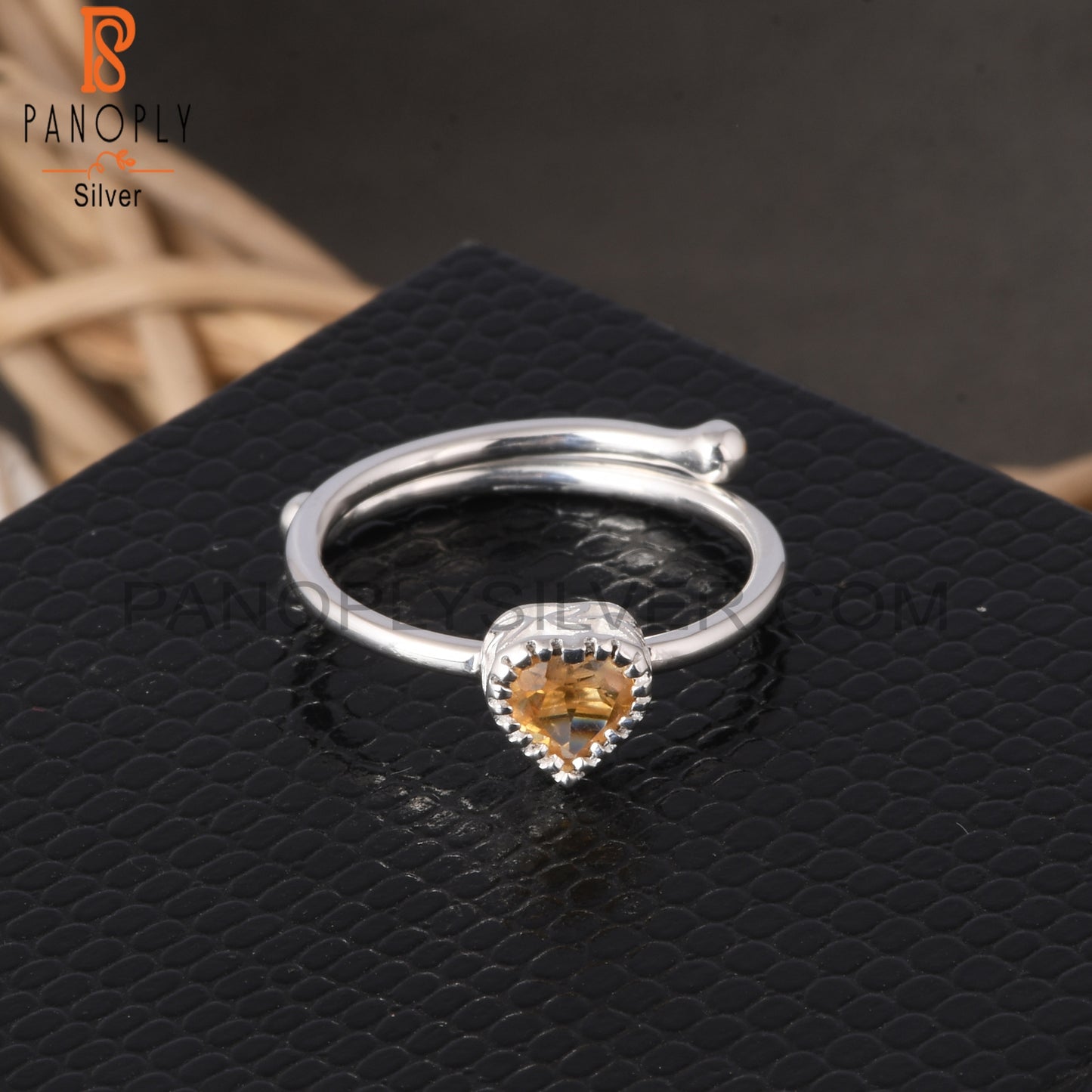 Citrine Heart Shape 925 Sterling Silver Ring
