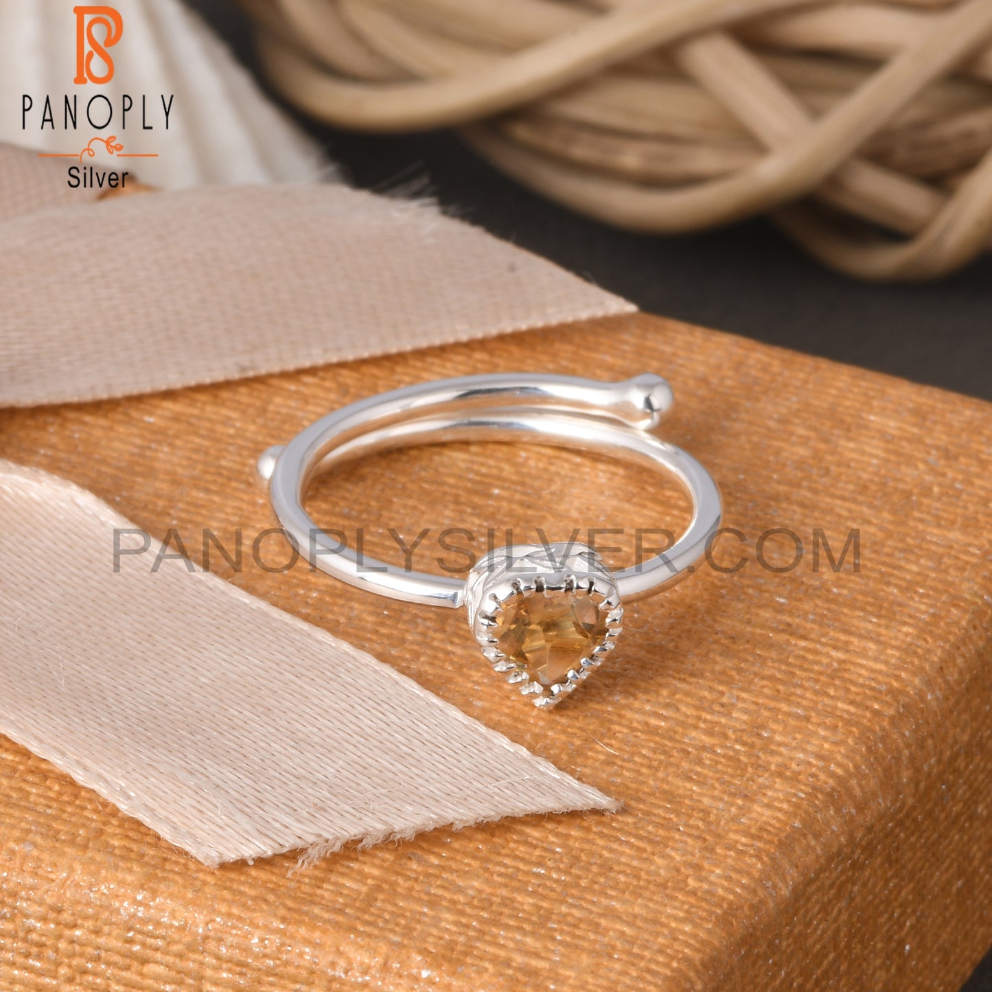 Citrine Heart Shape 925 Sterling Silver Ring