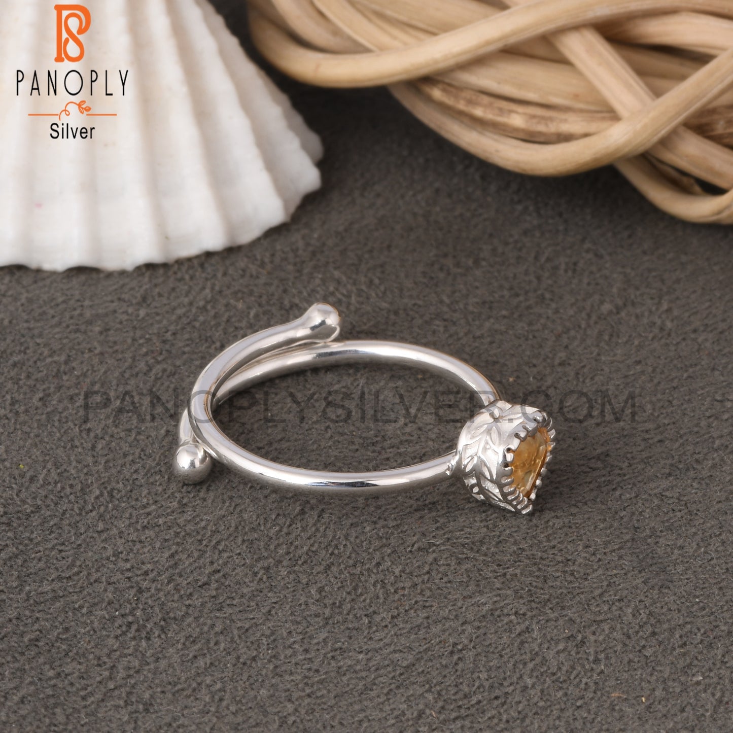 Citrine Heart Shape 925 Sterling Silver Ring