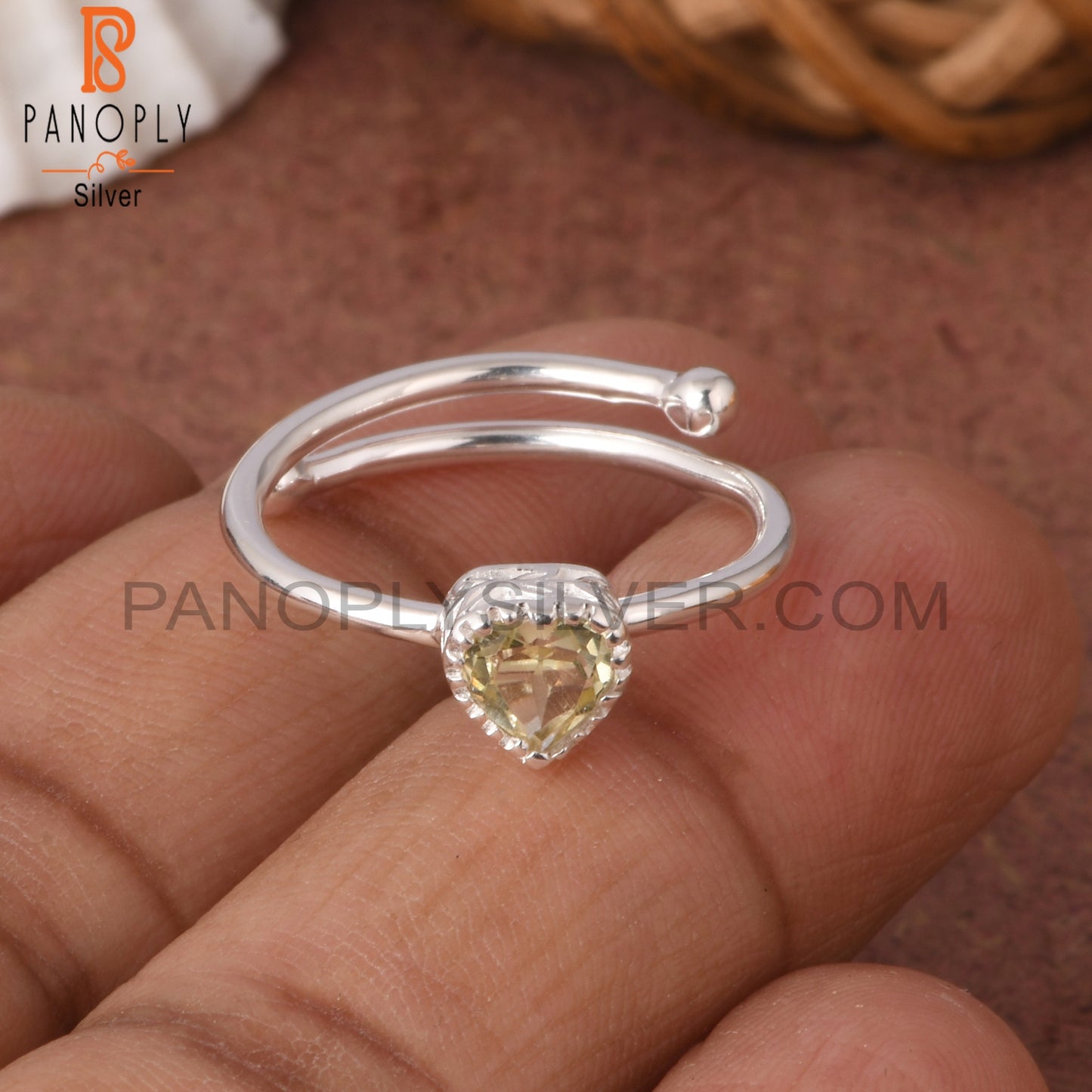 Lemon Topaz Heart Shape 925 Sterling Silver Girlfriend Ring