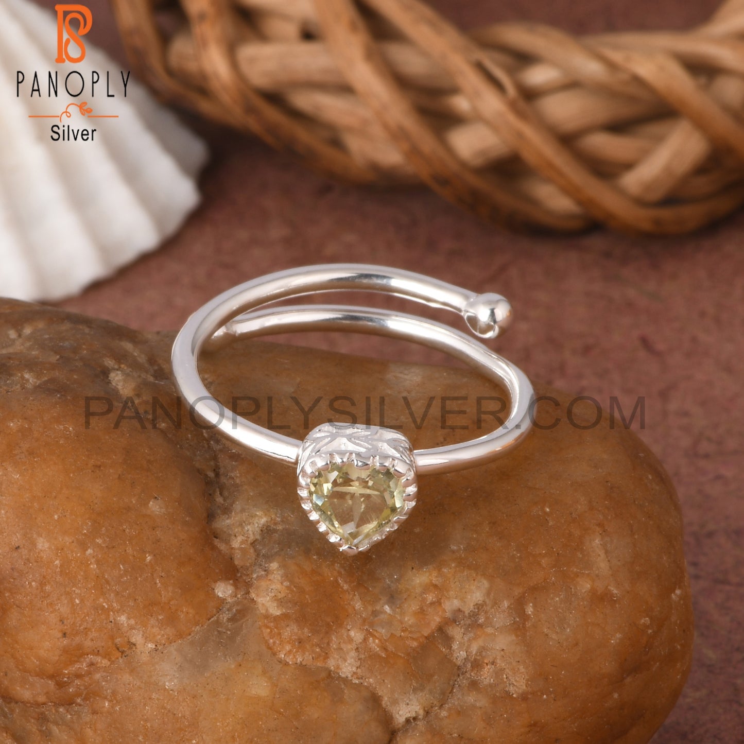 Lemon Topaz Heart Shape 925 Sterling Silver Girlfriend Ring