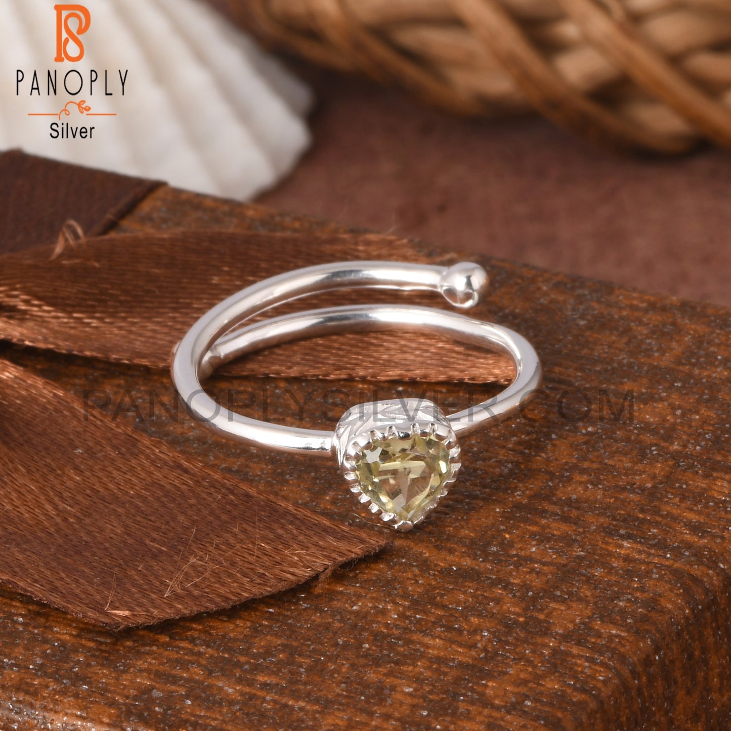 Lemon Topaz Heart Shape 925 Sterling Silver Girlfriend Ring