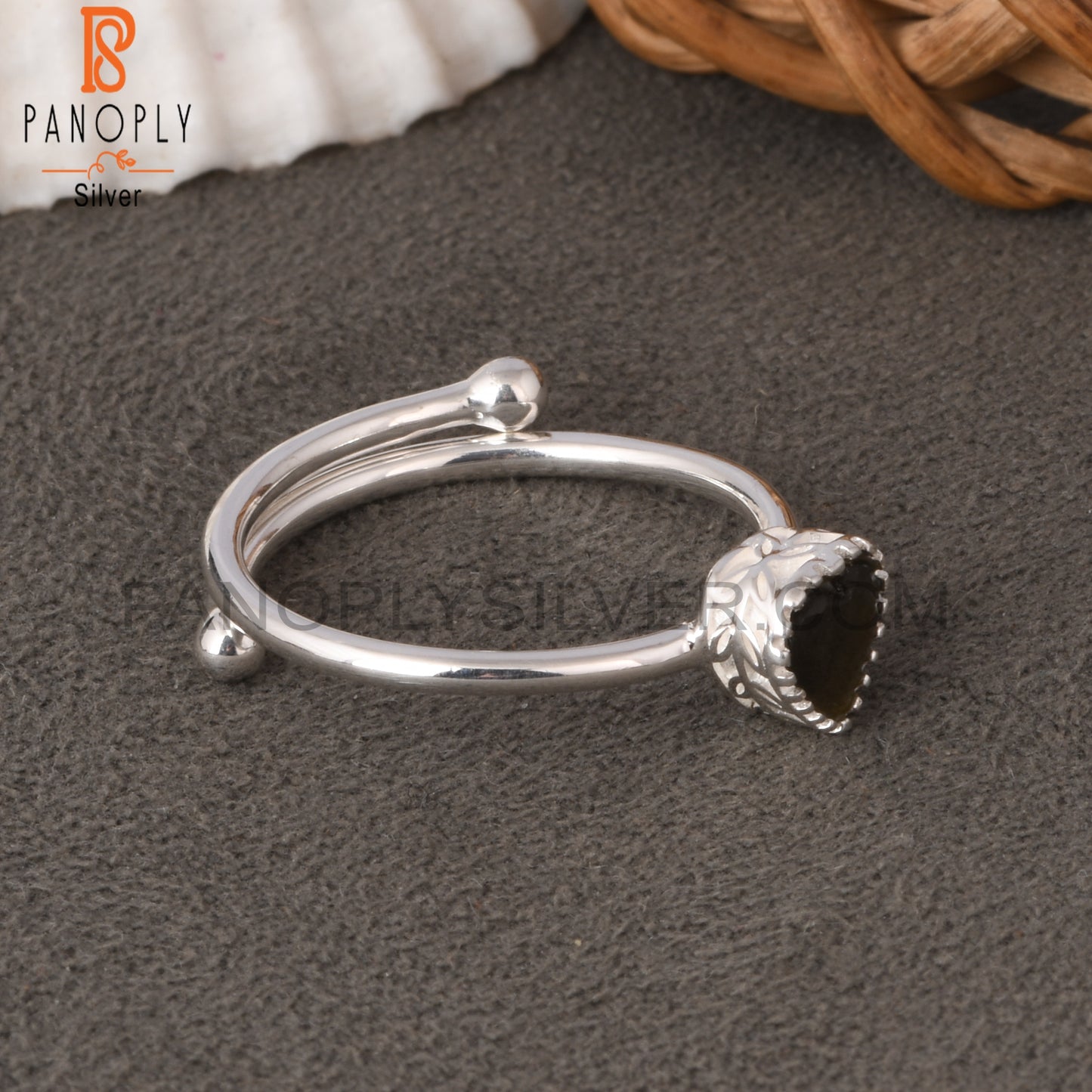 Gold Sheen Obsidian Heart Shape 925 Sterling Silver Ring