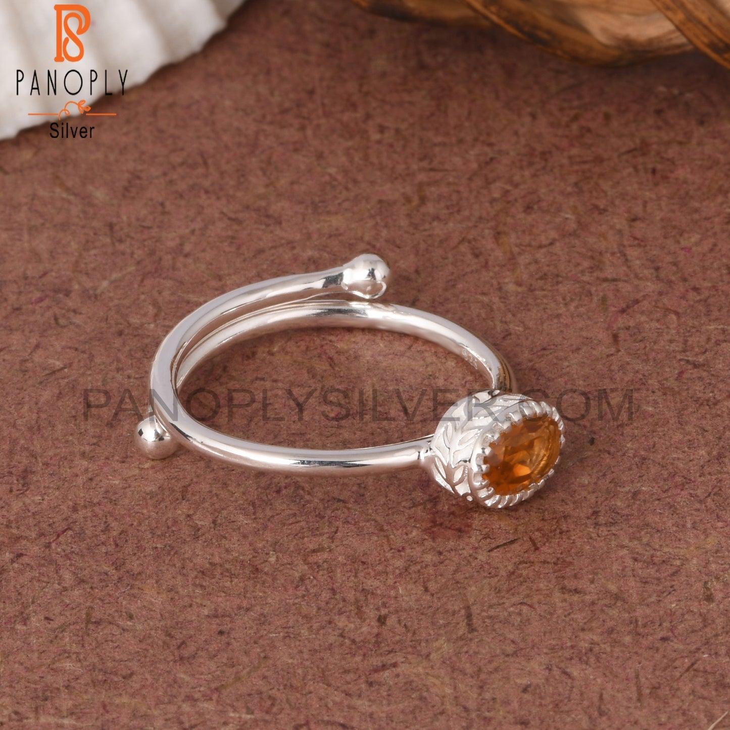 Citrine Oval Shape 925 Sterling Silver Stackable Ring