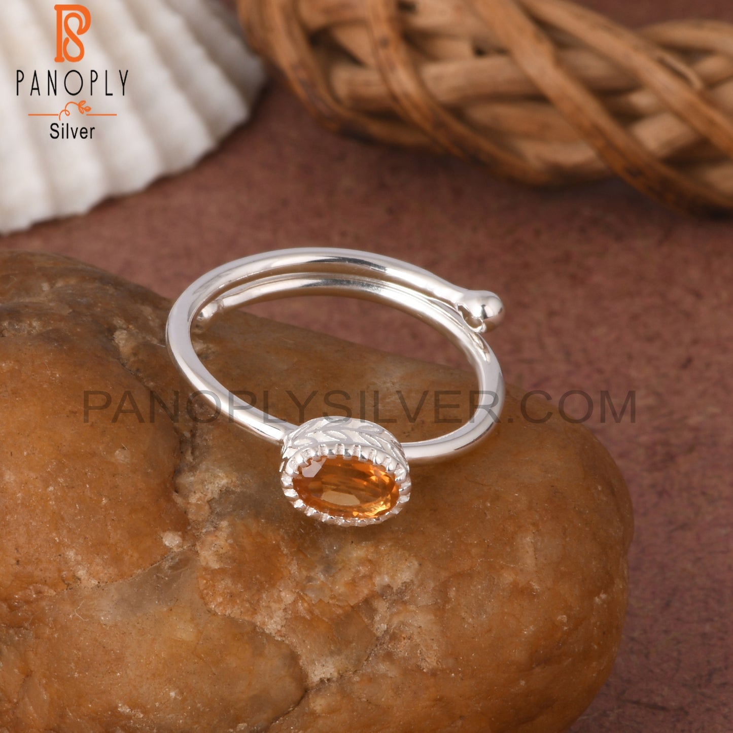 Citrine Oval Shape 925 Sterling Silver Stackable Ring
