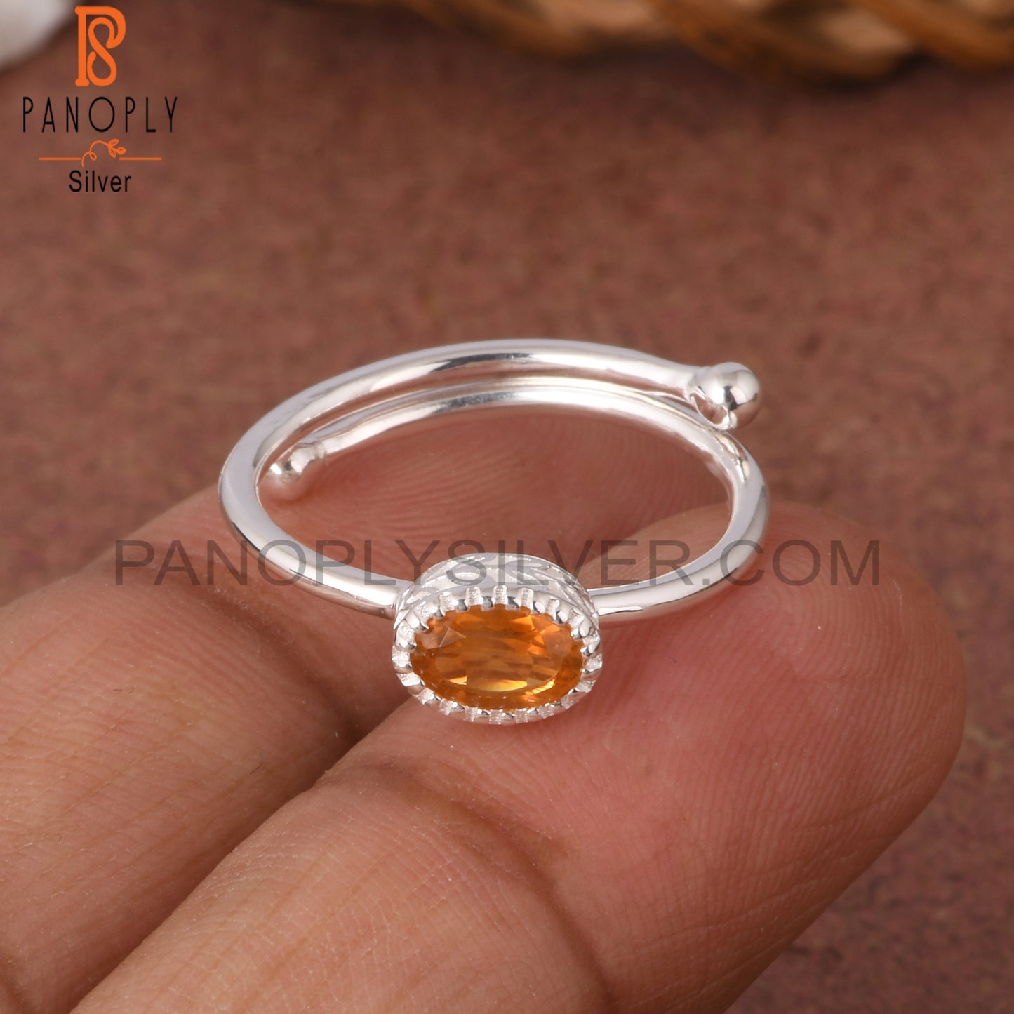 Citrine Oval Shape 925 Sterling Silver Stackable Ring