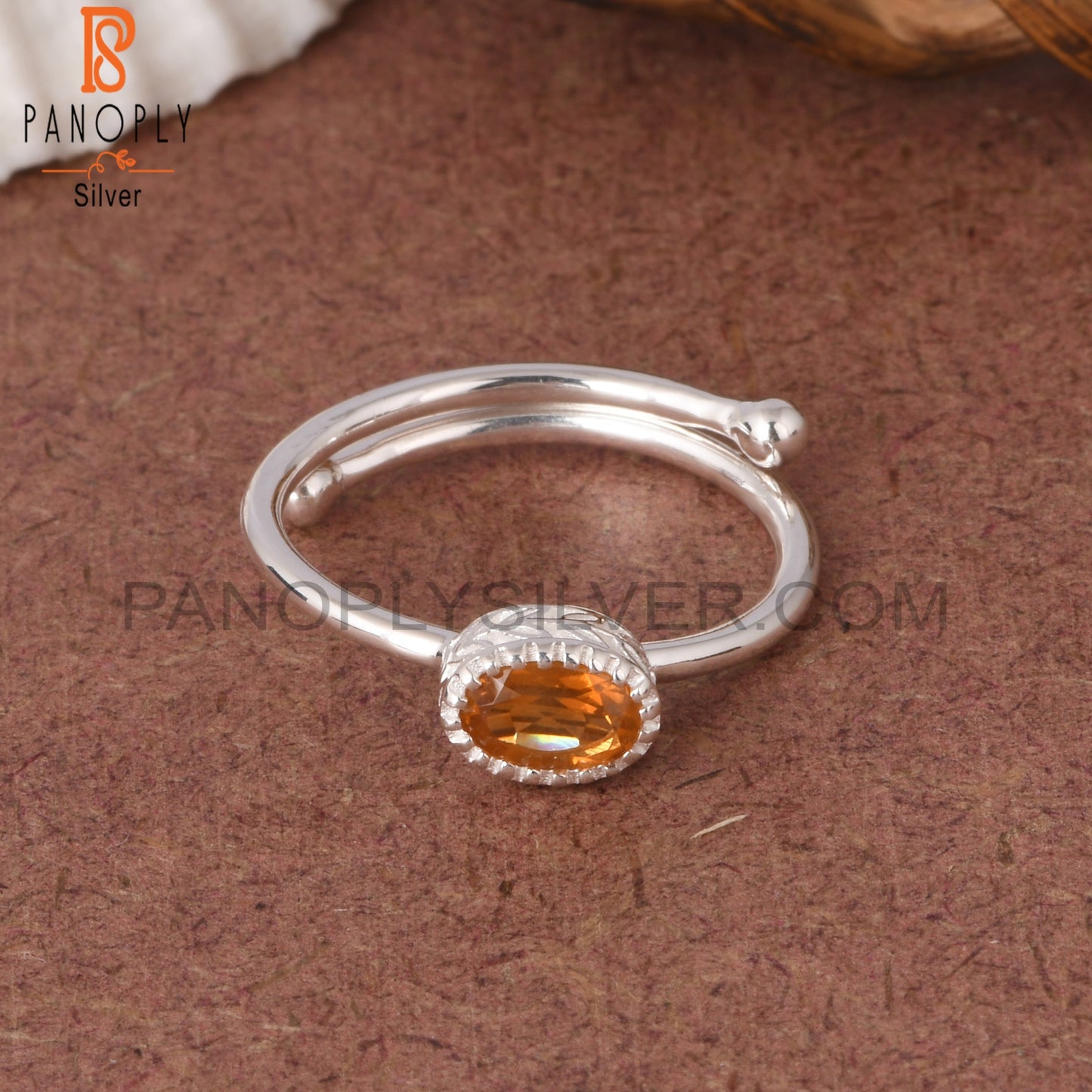 Citrine Oval Shape 925 Sterling Silver Stackable Ring