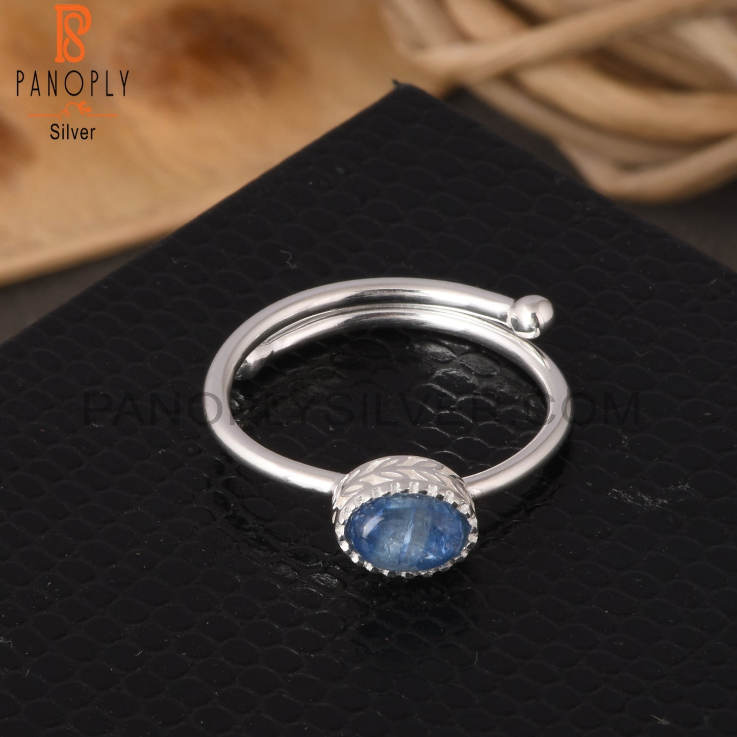 Kyanite Oval Shape 925 Sterling Silver Stacking Ring