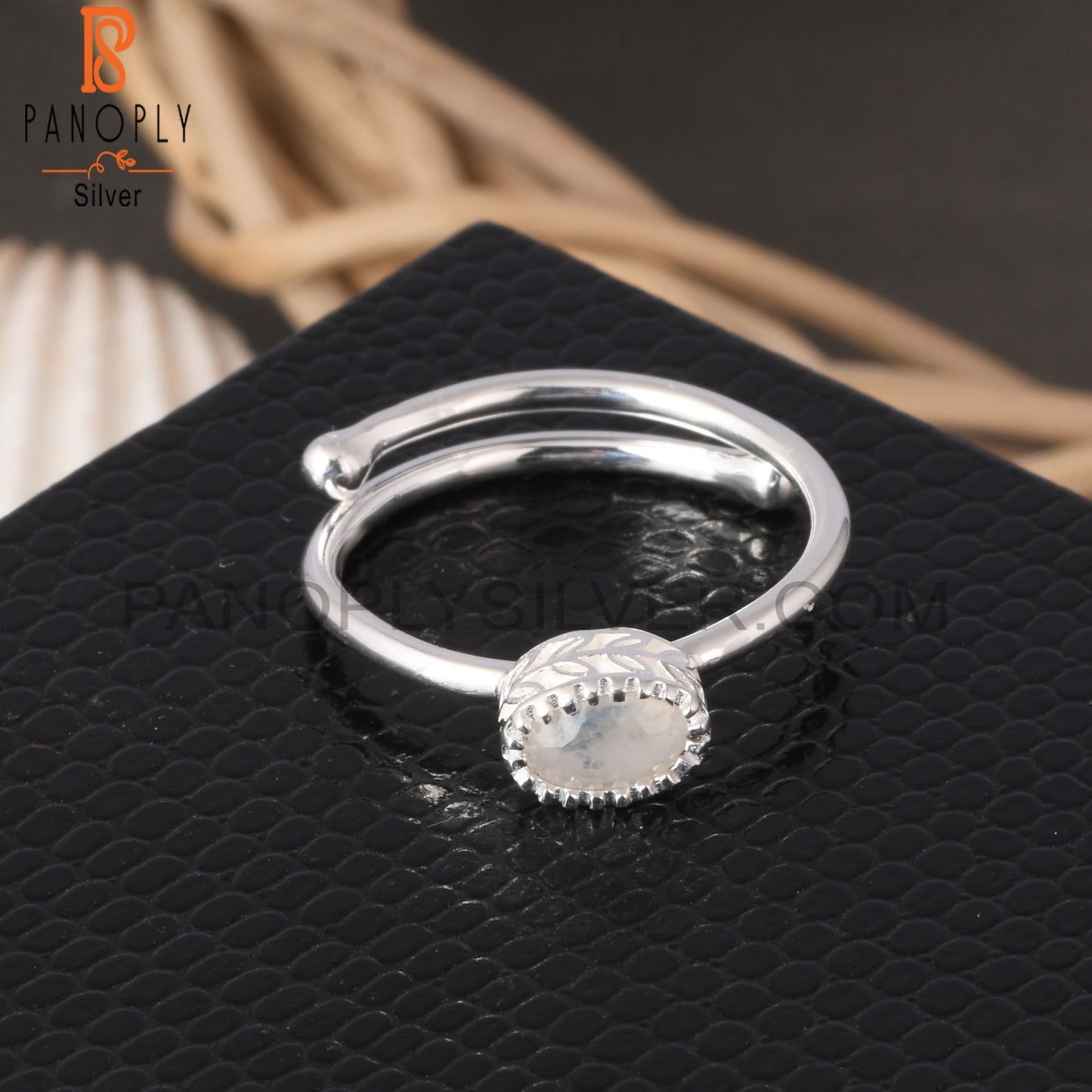 Adjustable Rainbow Moonstone 925 Sterling Silver Wedding Ring