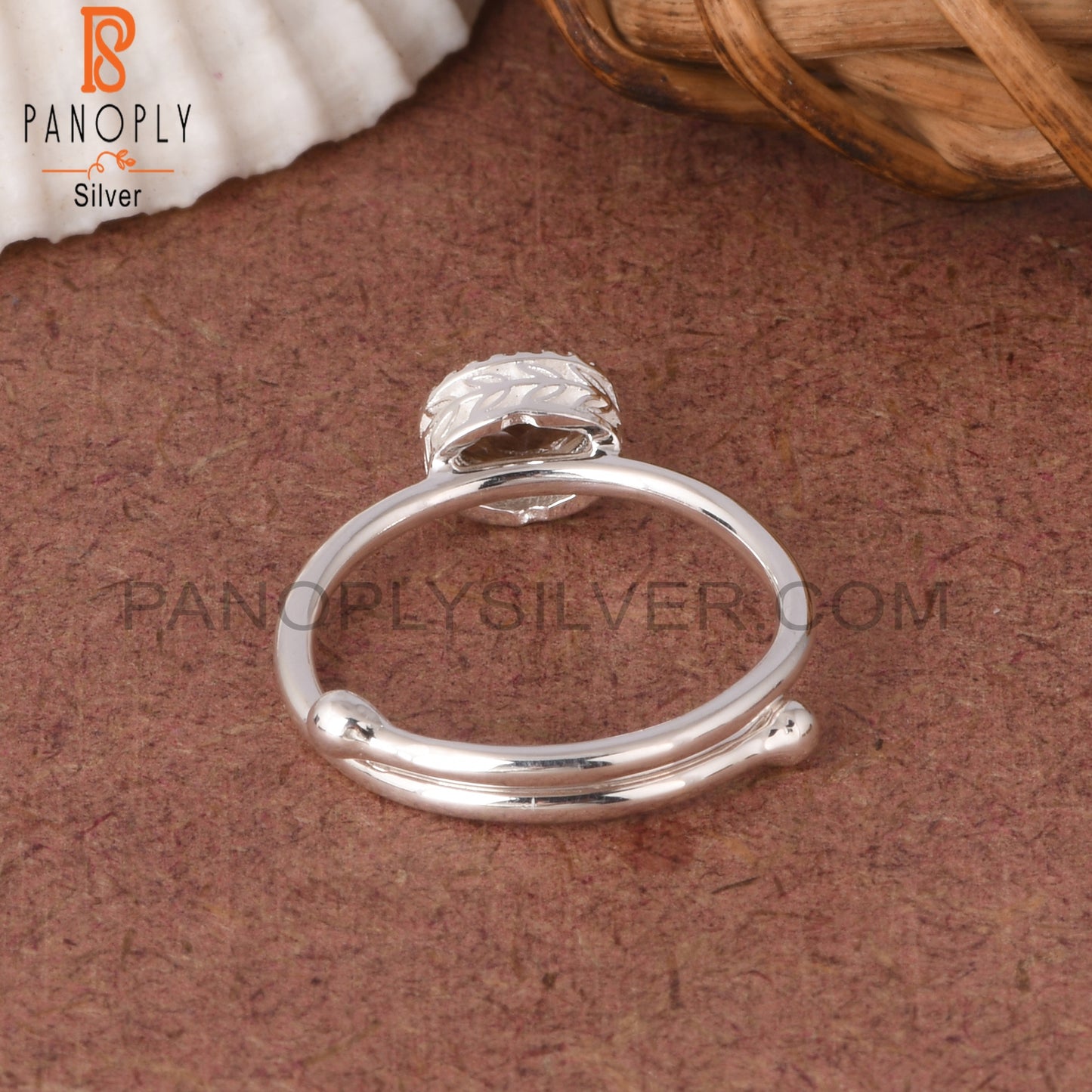 Smoky Oval Shape 925 Sterling Silver Women Adjustable Ring