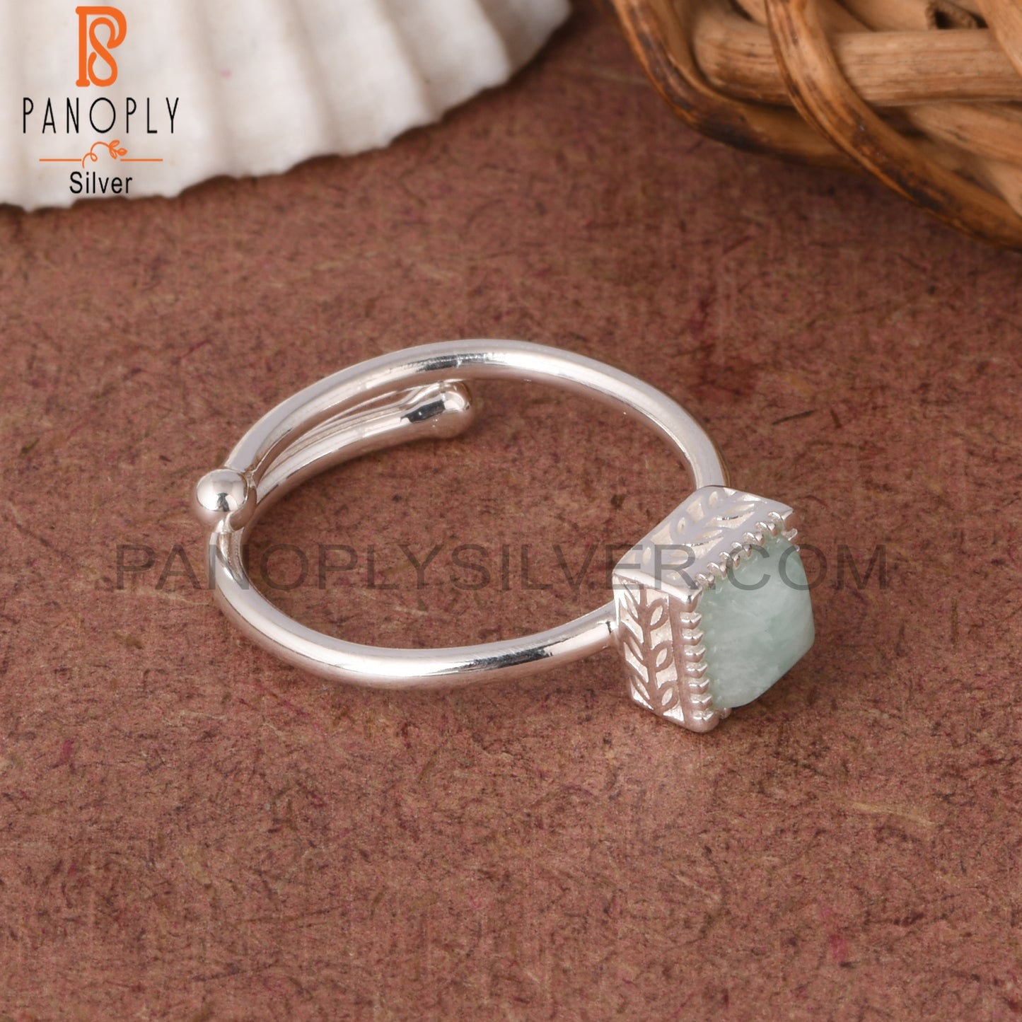 Amazonite Square Shape 925 Sterling Silver Birthstone Ring