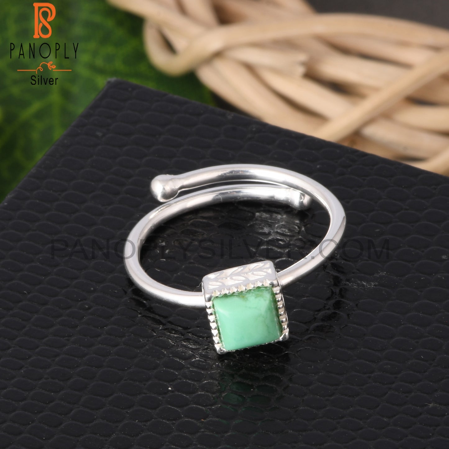 Chrysoprase Square Shape 925 Sterling Silver Ring