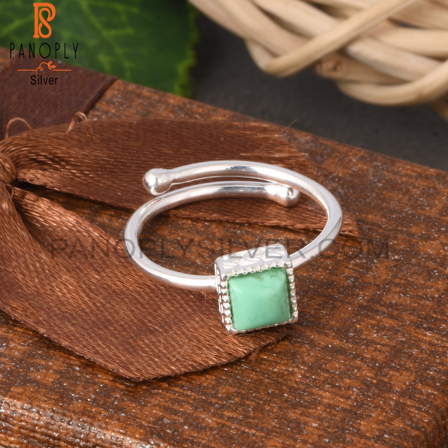 Chrysoprase Square Shape 925 Sterling Silver Ring