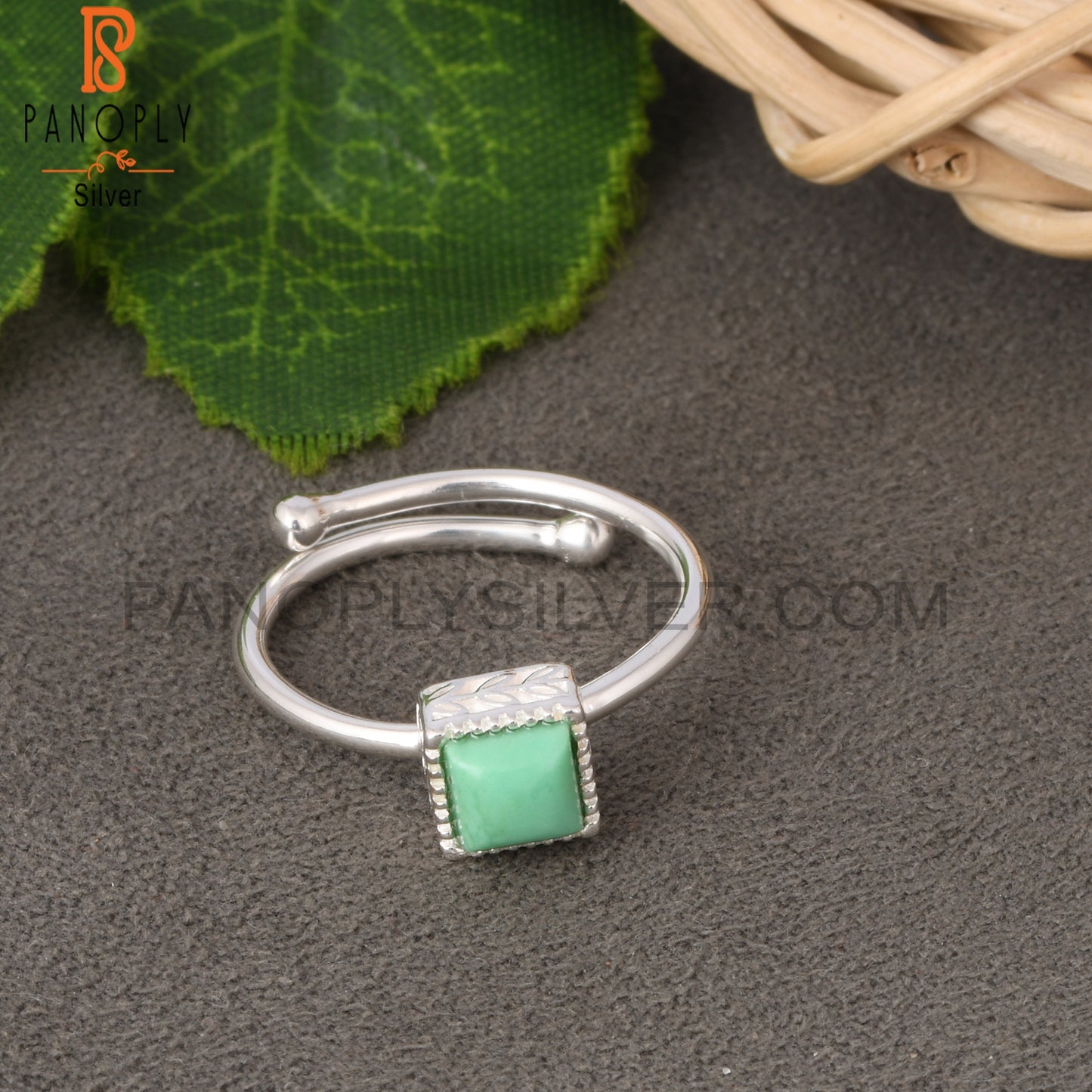 Chrysoprase Square Shape 925 Sterling Silver Ring