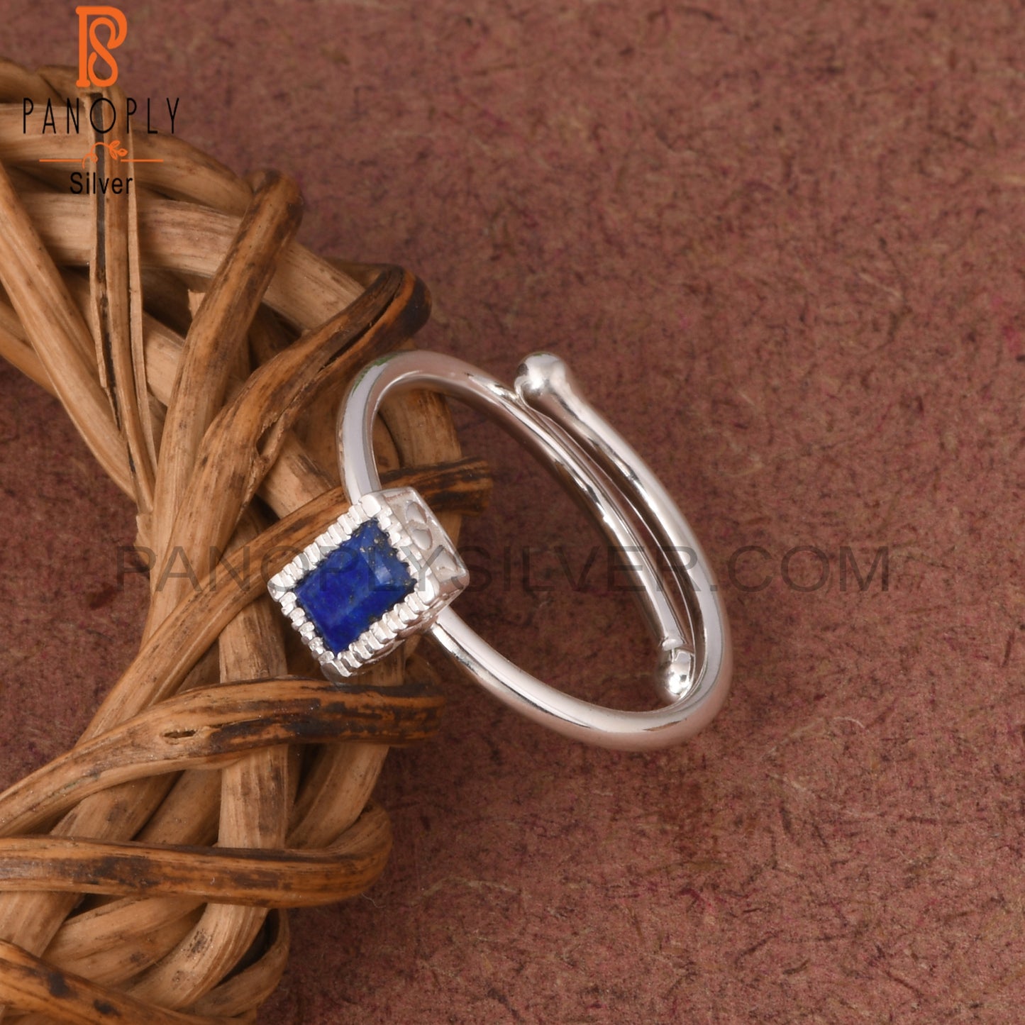 Lapis Baguette 925 Sterling Ring