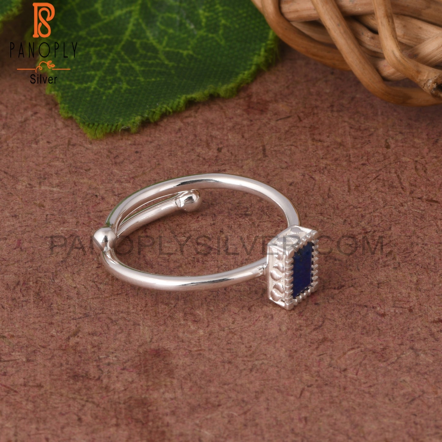 Lapis Baguette 925 Sterling Ring