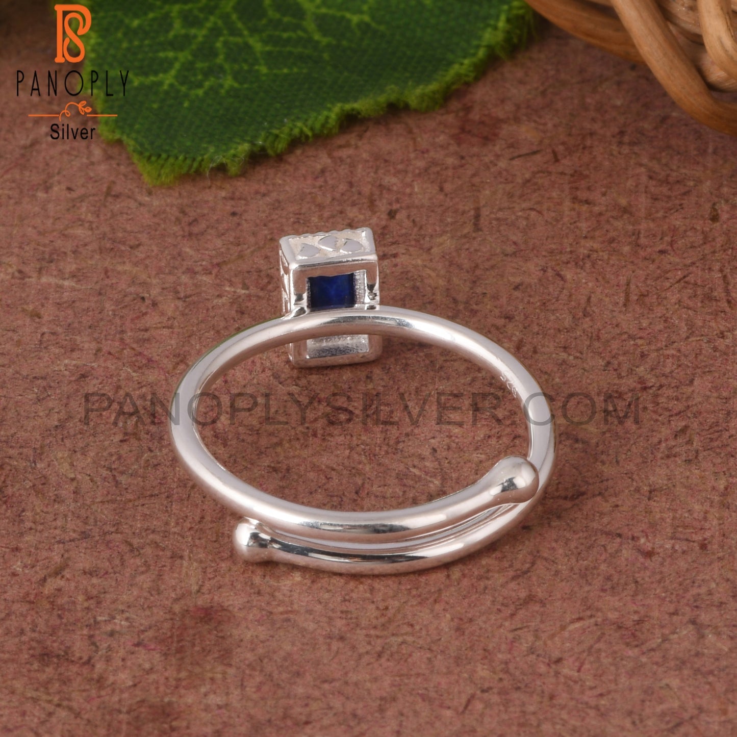 Lapis Baguette 925 Sterling Ring