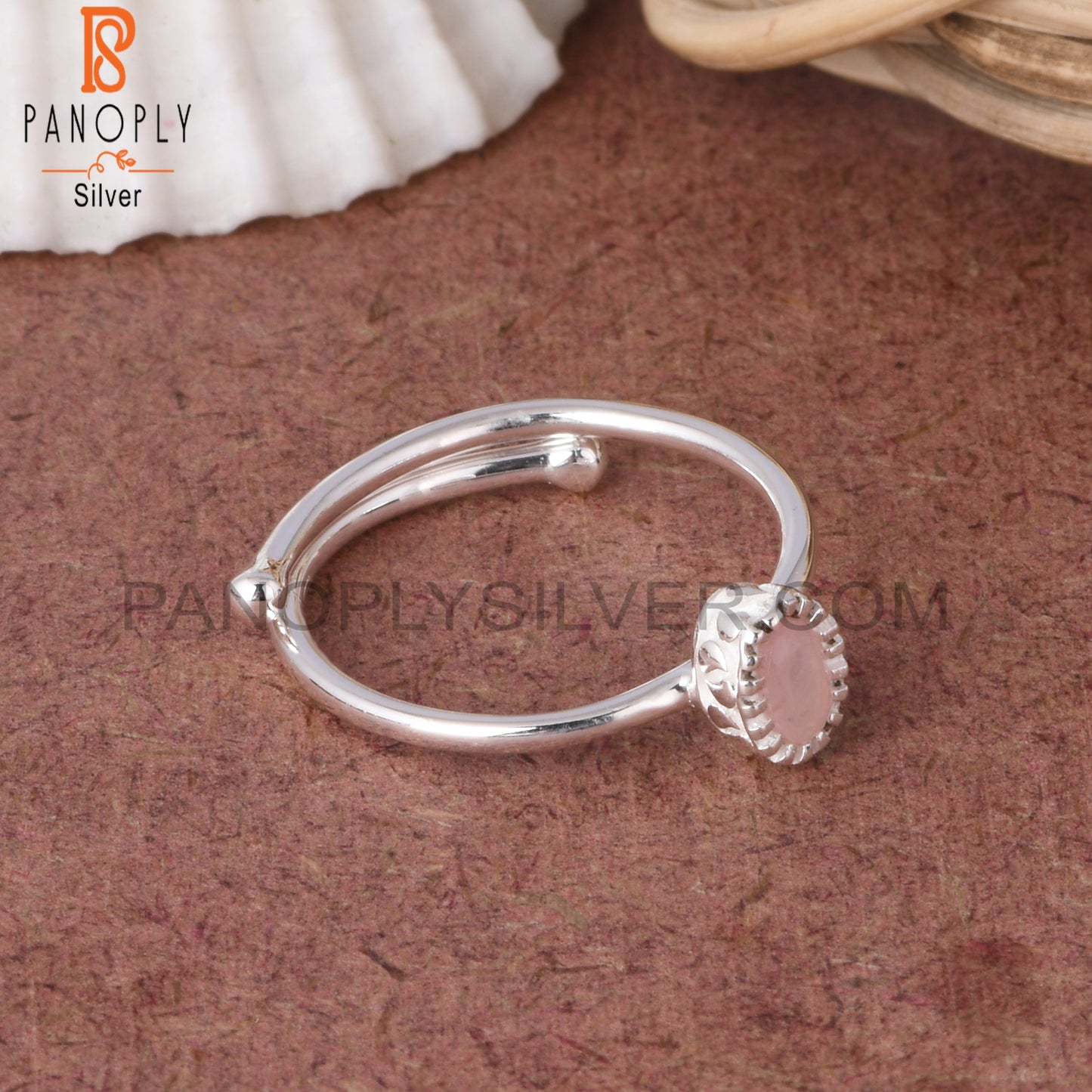 Rose Quartz 925 Sterling Silver Gemstone Adjusatable Ring