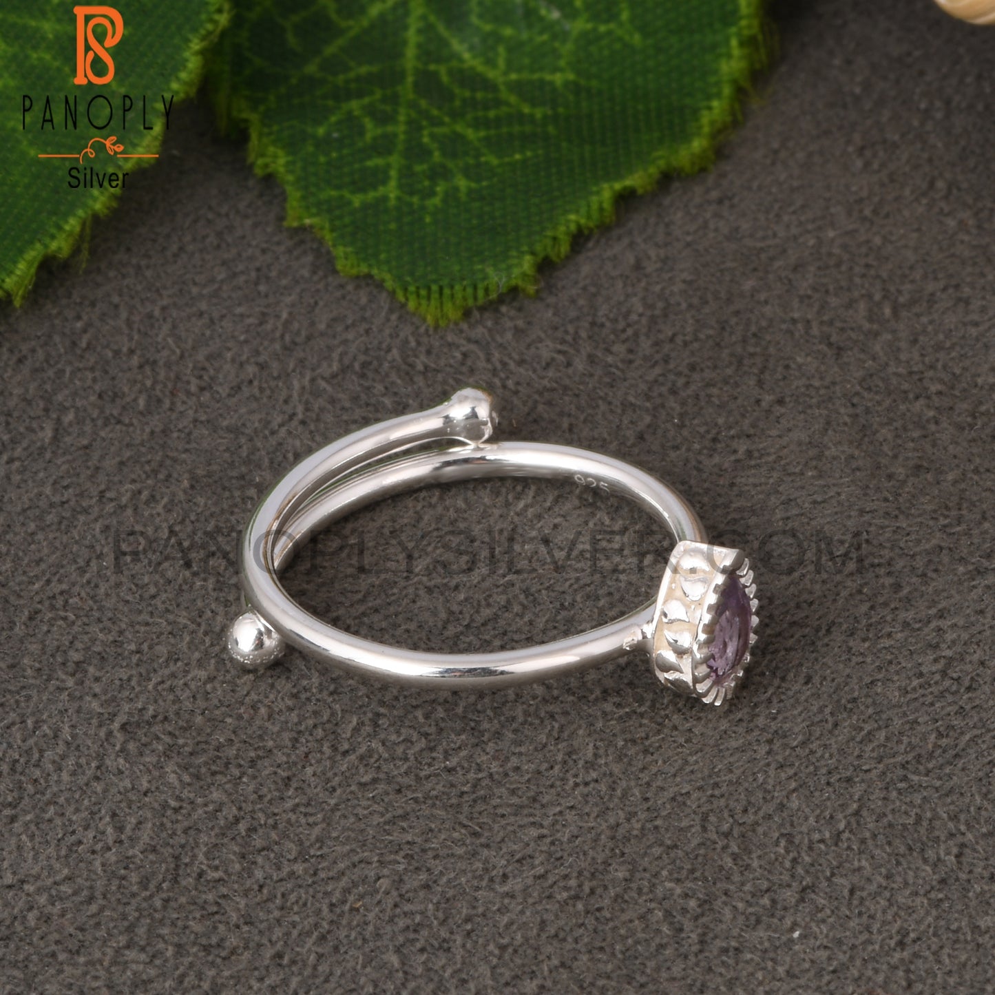 Pink Amethyst Pear 925 Silver Beautiful Adjustable Ring