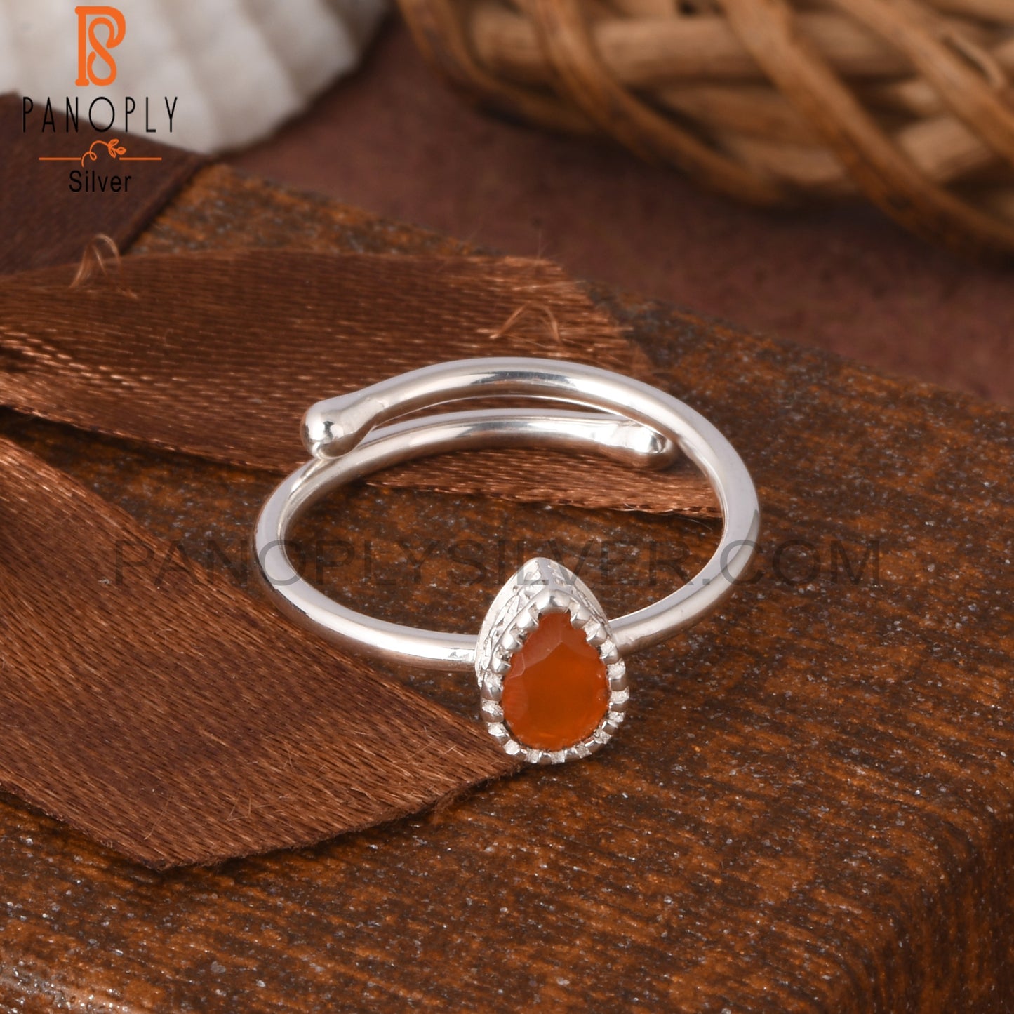 Carnelian Pear Shape 925 Sterling Silver Ring