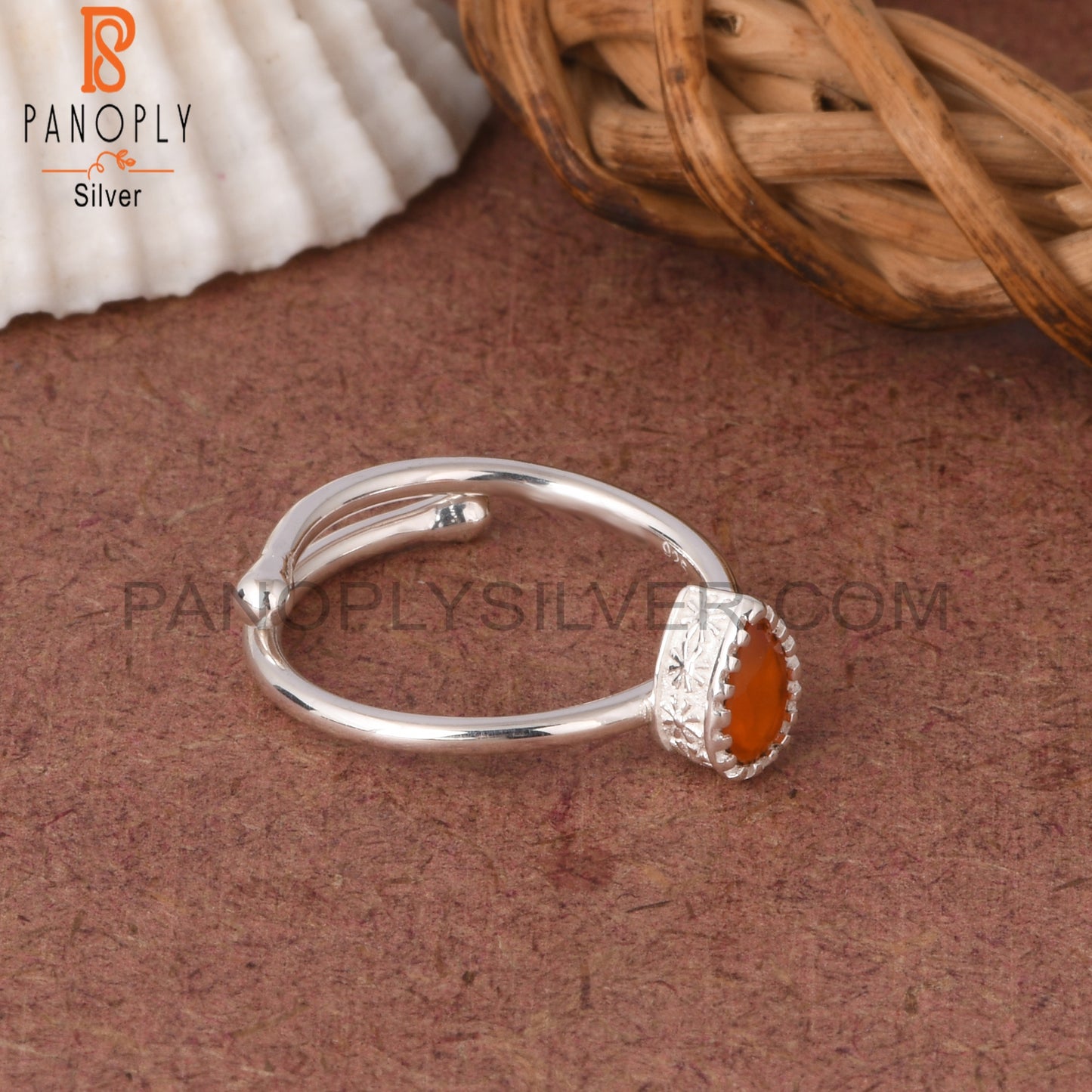 Carnelian Pear Shape 925 Sterling Silver Ring