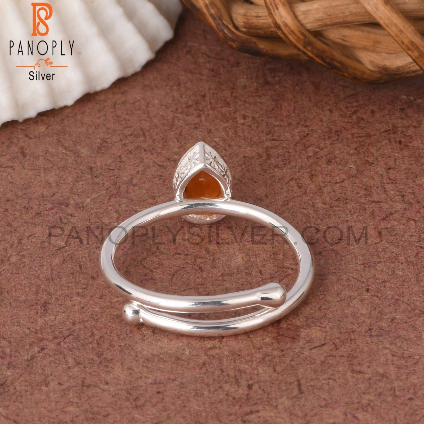 Carnelian Pear Shape 925 Sterling Silver Ring