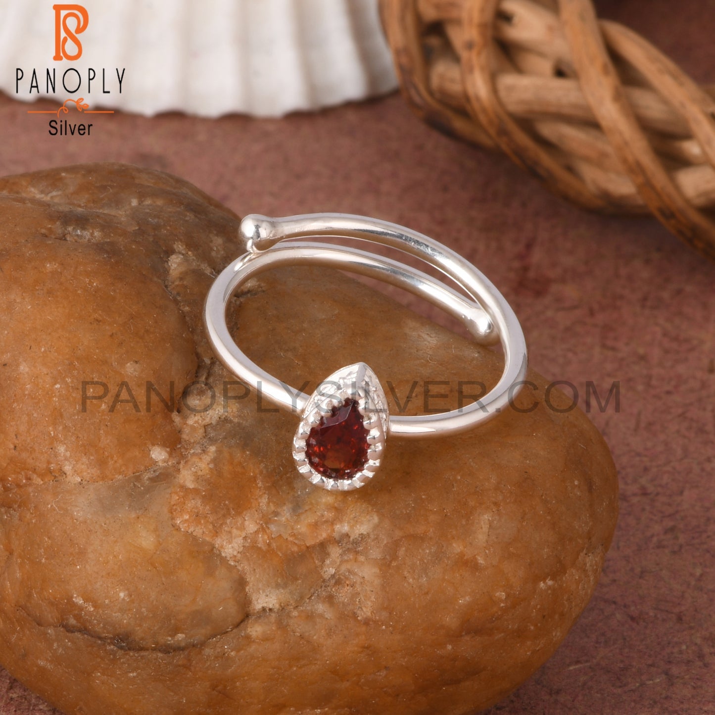 Garnet Pear Shape 925 Sterling Silver Openable Gift Ring