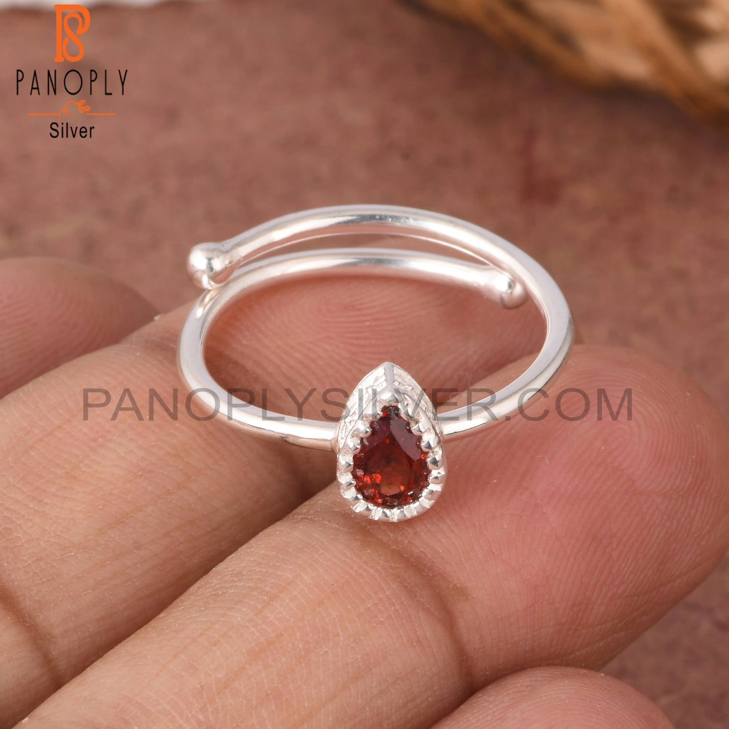 Garnet Pear Shape 925 Sterling Silver Openable Gift Ring