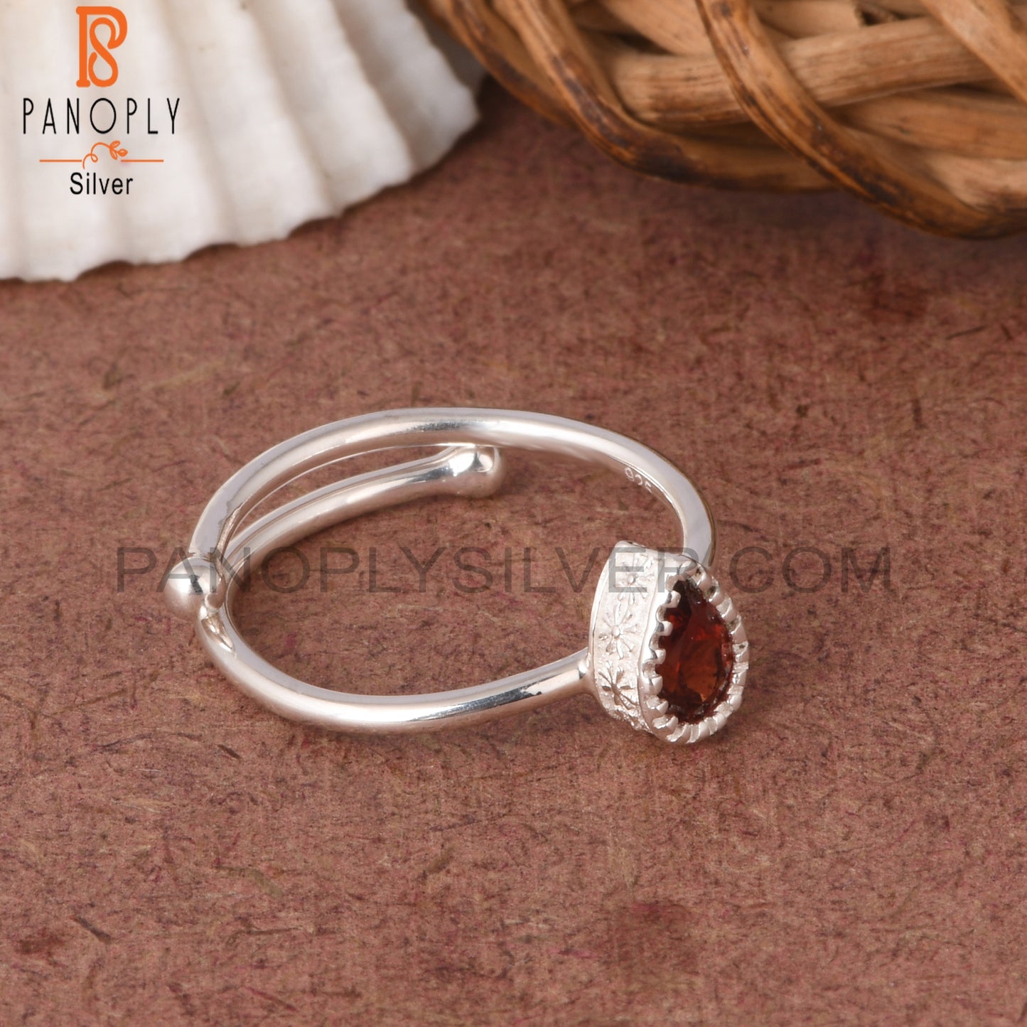 Garnet Pear Shape 925 Sterling Silver Openable Gift Ring
