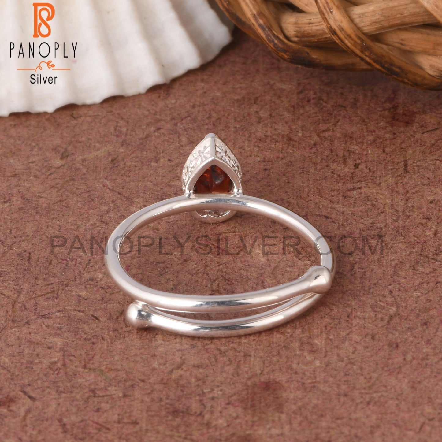 Garnet Pear Shape 925 Sterling Silver Openable Gift Ring