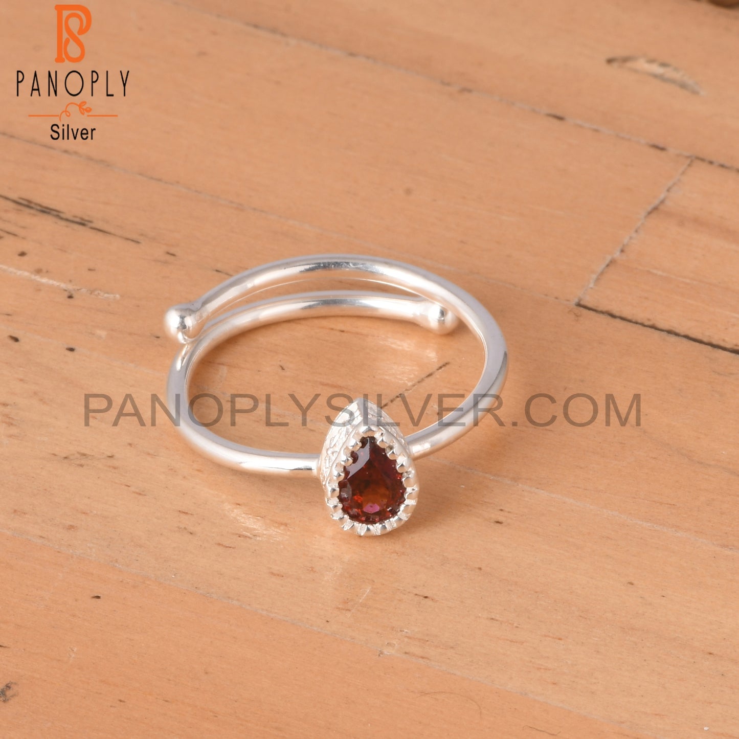 Garnet Pear Shape 925 Sterling Silver Openable Gift Ring