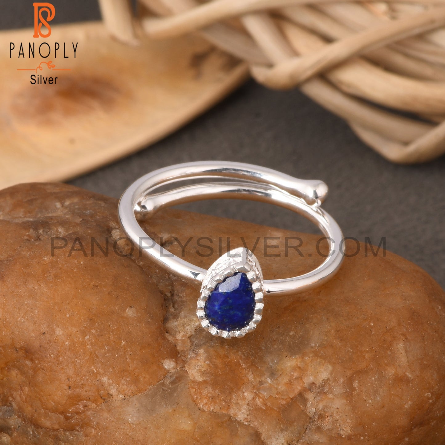 Lapis Pear 925 Sterling Silver Blue Stone Ring