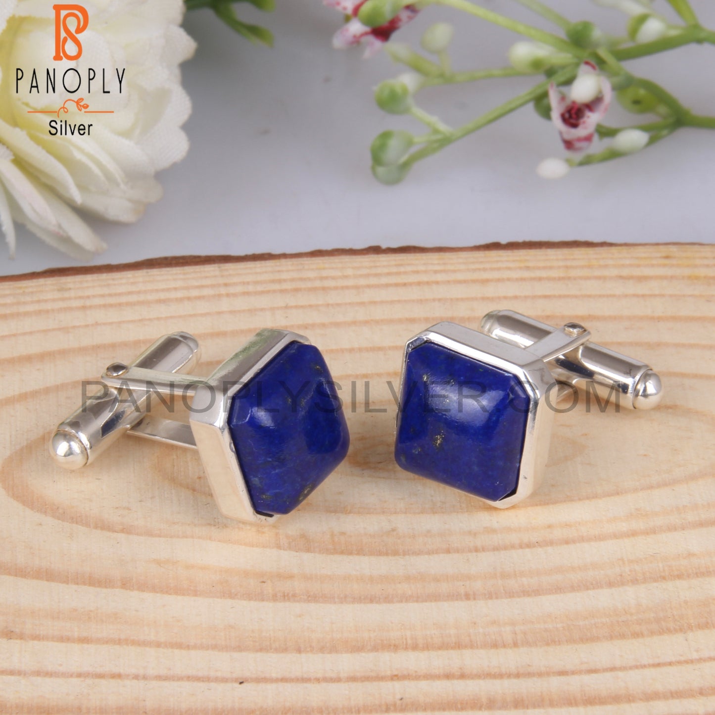 Lapis Octagon 925 Sterling Silver Cufflinks