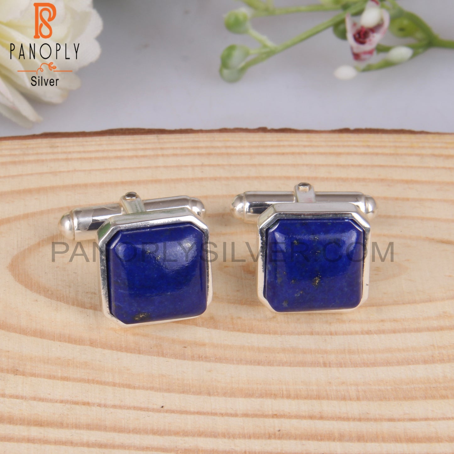 Lapis Octagon 925 Sterling Silver Cufflinks