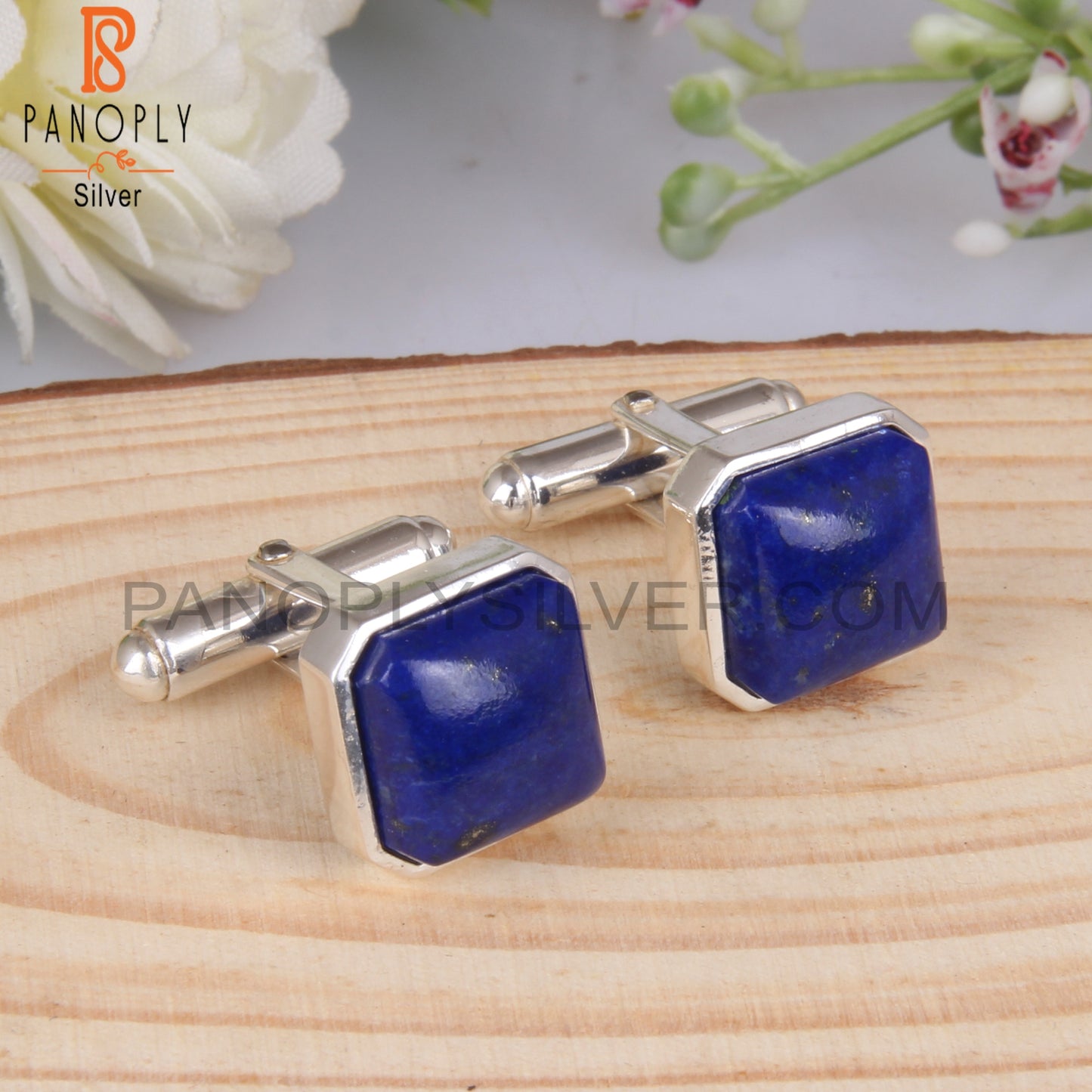 Lapis Octagon 925 Sterling Silver Cufflinks