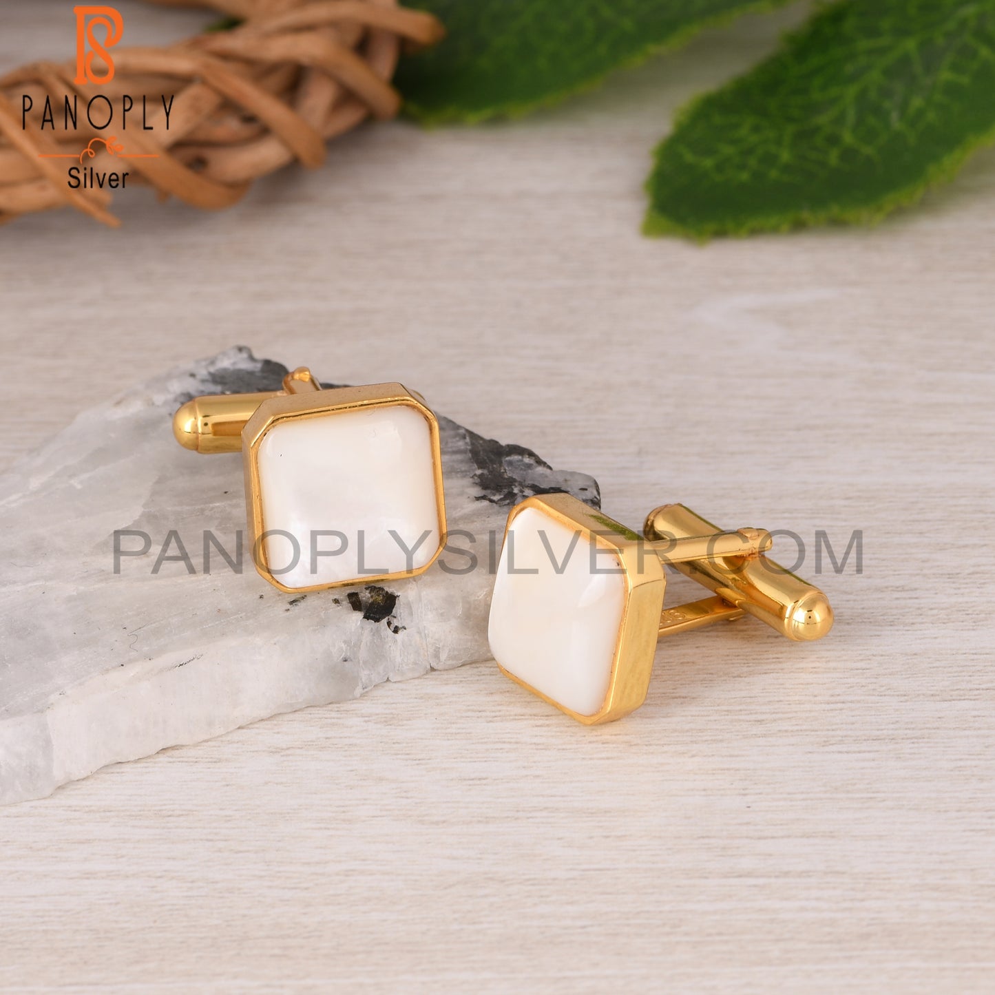 Mother Of Pearl Octagon 925 Sterling Silver Cuff links