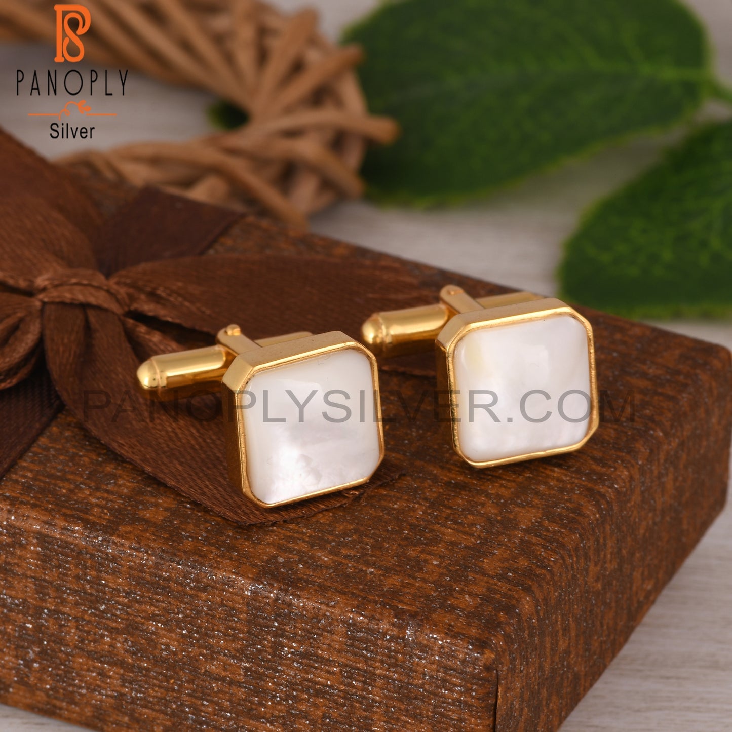 Mother Of Pearl Octagon 925 Sterling Silver Cuff links