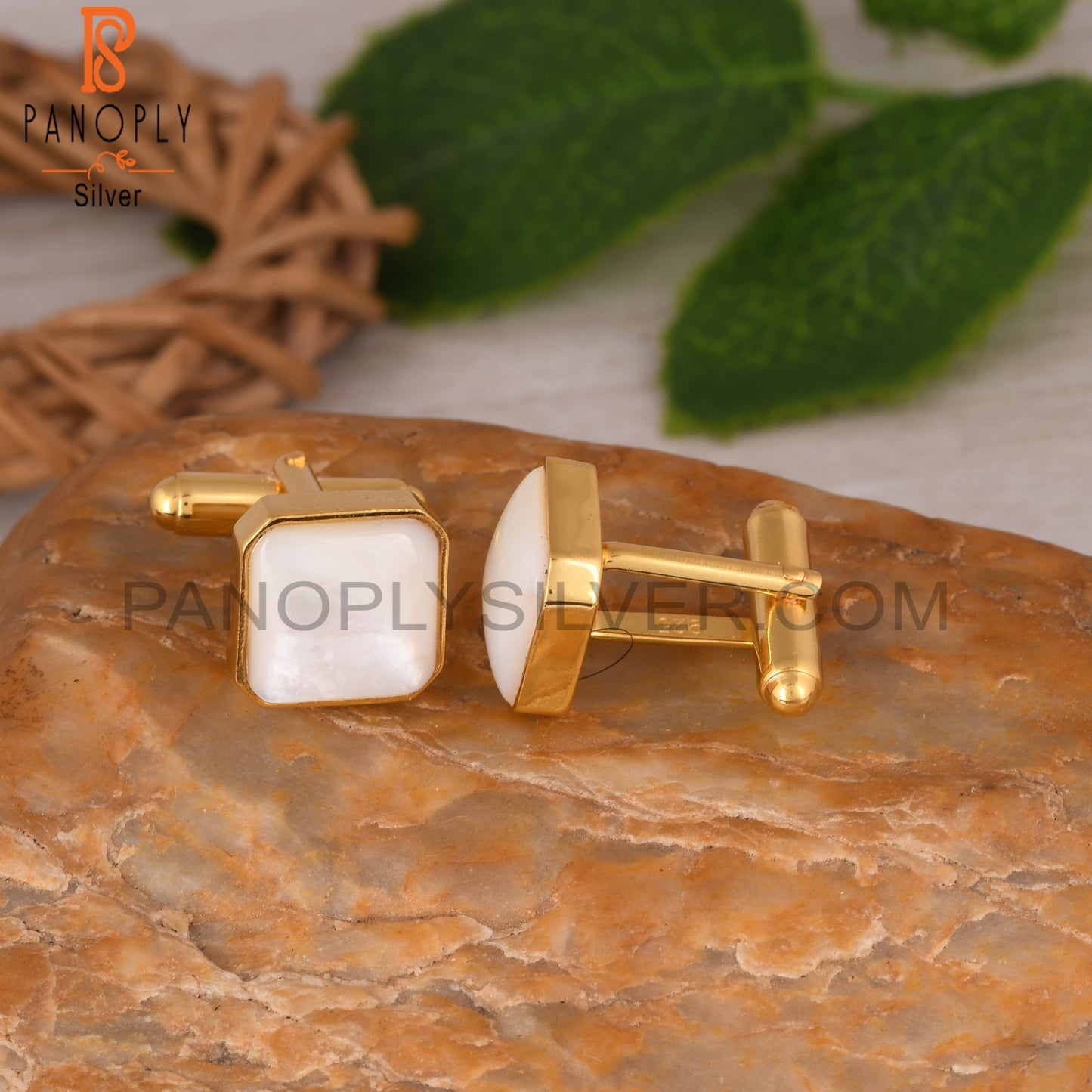 Mother Of Pearl Octagon 925 Sterling Silver Cuff links