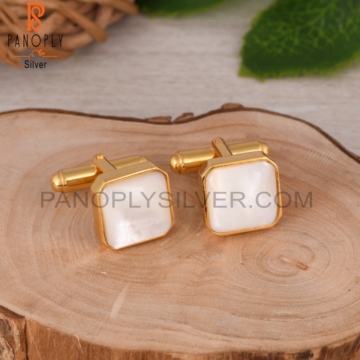 Mother Of Pearl Octagon 925 Sterling Silver Cuff links