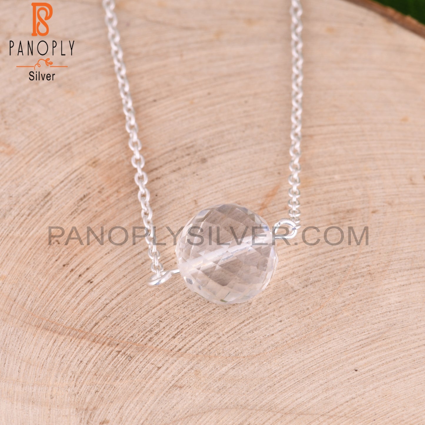 Crystal Quartz Round Shape 925 Sterling Silver Bracelet